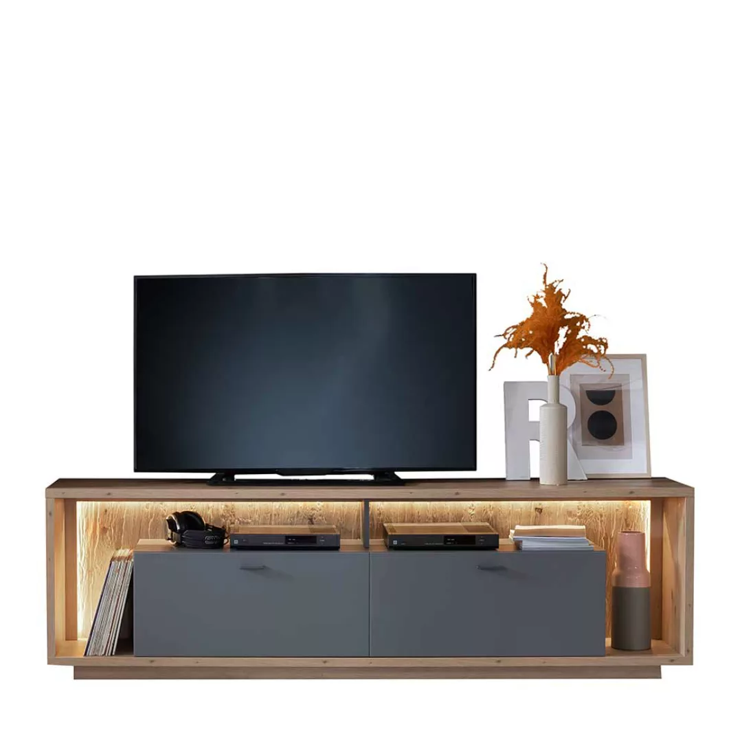TV Element in modernem Design Eichefarben & Grau günstig online kaufen
