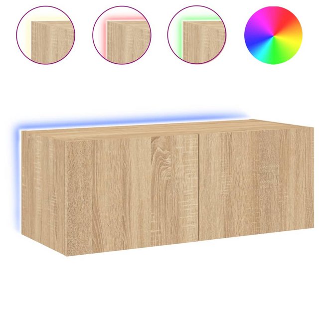 vidaXL TV-Schrank TV-Wandschrank mit LED-Leuchten Sonoma-Eiche 80x35x31 cm günstig online kaufen