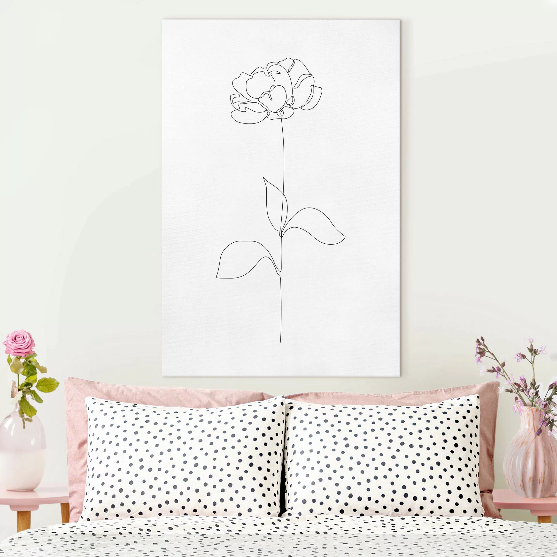 Leinwandbild Line Art Blumen - Pfingstrose günstig online kaufen