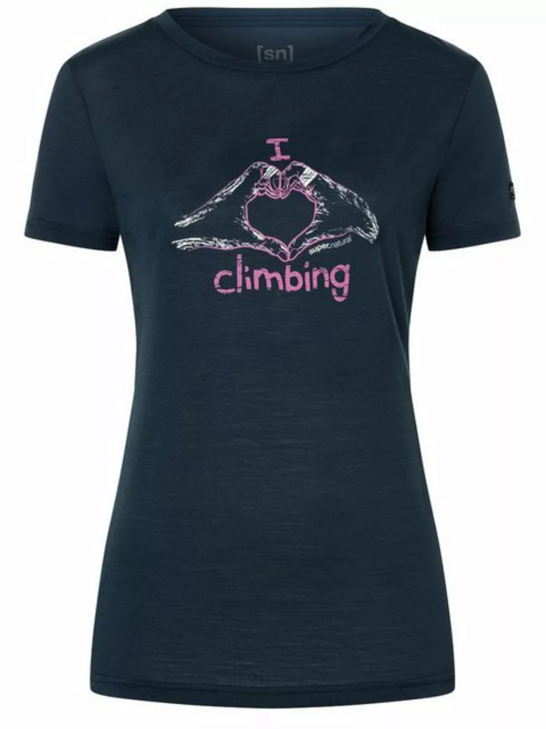 SUPER.NATURAL T-Shirt für Damen, Merino I LOVE CLIMBING Kletter Motiv, akti günstig online kaufen