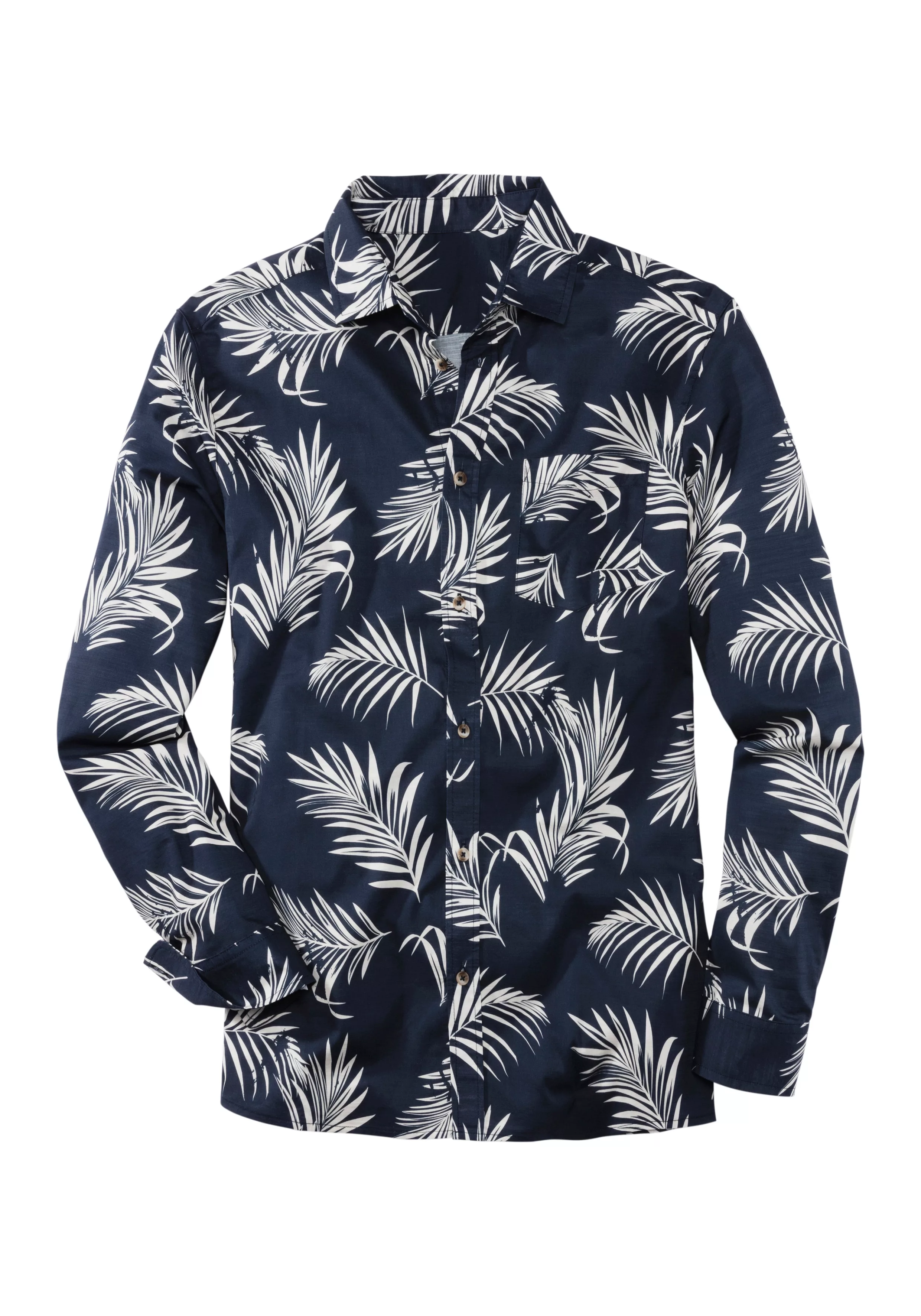 John Devin Hawaiihemd Regular Fit, Langarm, Freizeithemd mit Palmenprint au günstig online kaufen