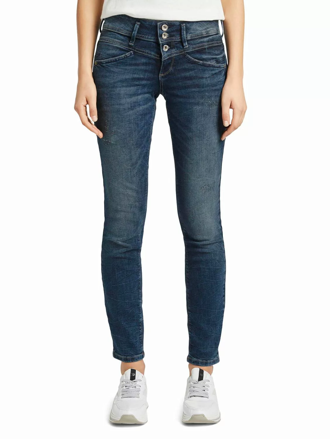 Tom Tailor Damen Jeans ALEXA - Sllim Fit - Blau - Random Bleached Blue Deni günstig online kaufen