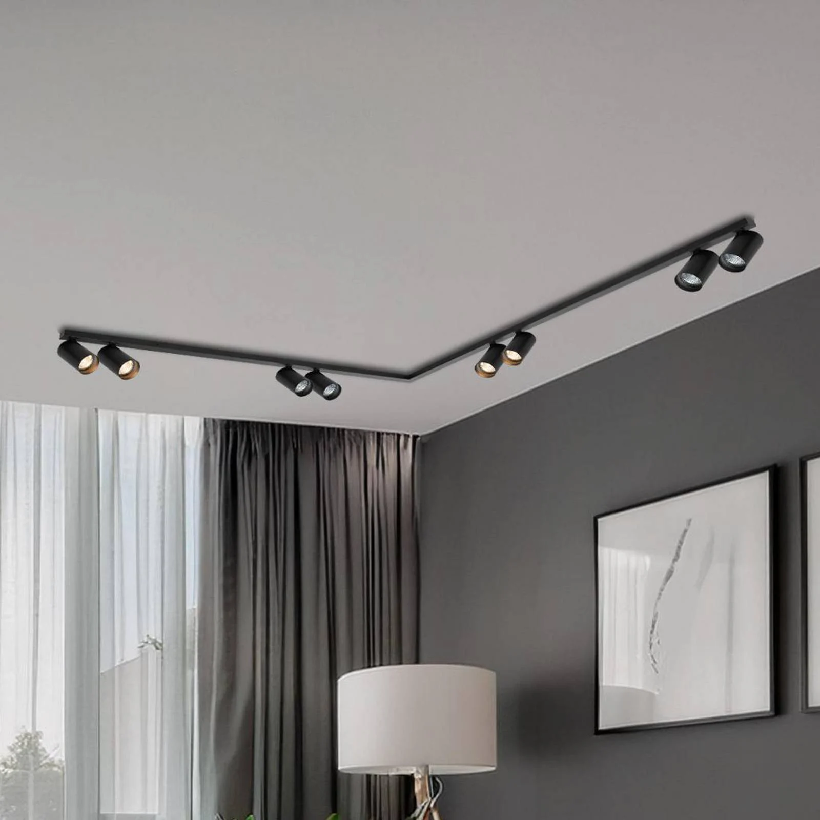 Deckenspot Hero, schwarz, 8-flammig, 240 cm, Metall, GU10 günstig online kaufen