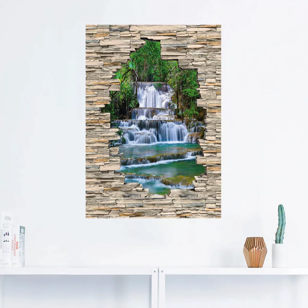 Artland Wandbild »Tiefen Wald Wasserfall Stein Mauer Blick«, Wasserfallbild günstig online kaufen