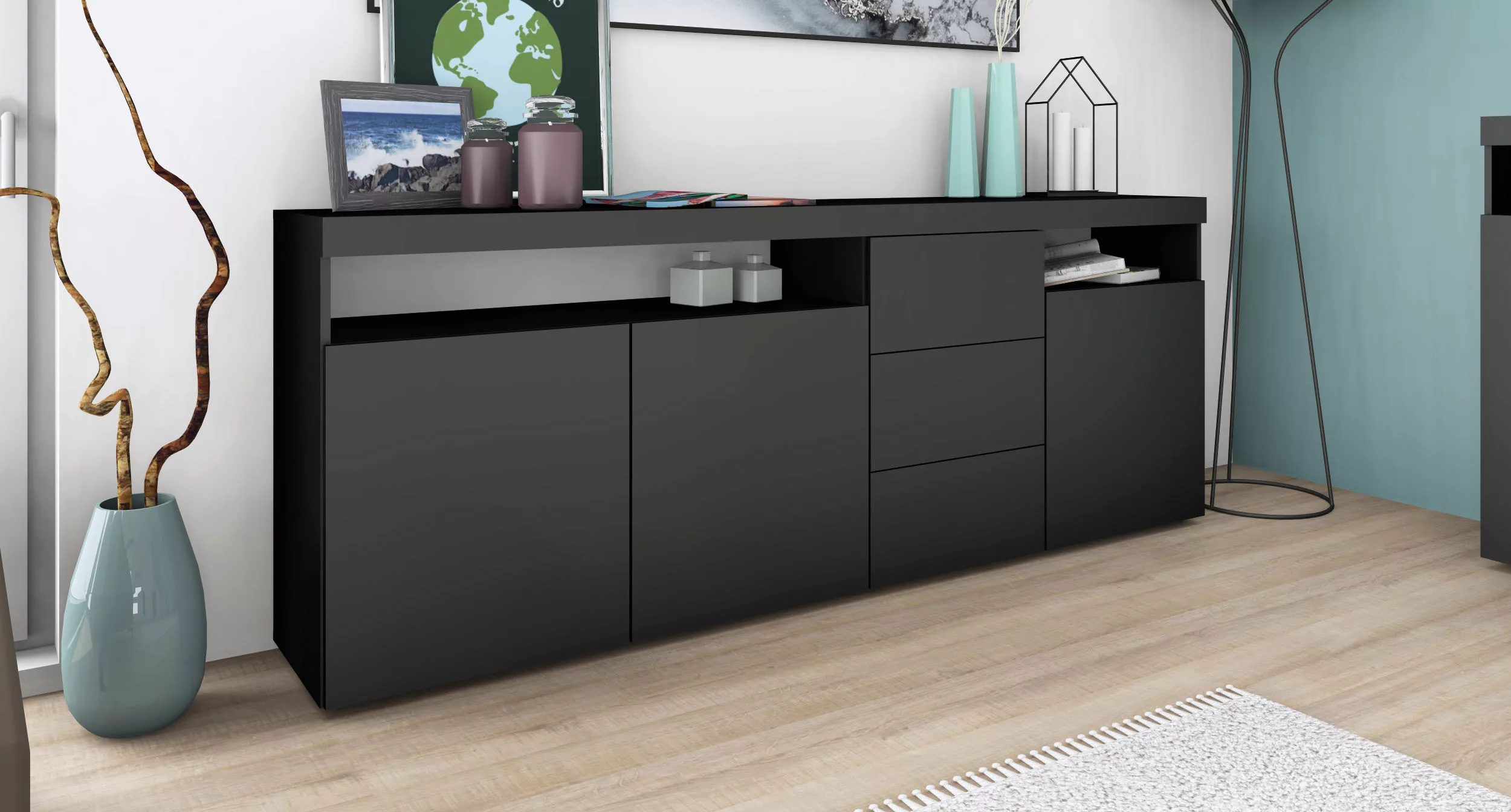 borchardt Möbel Sideboard "Kapstadt", Breite 200 cm mit 3 Schubkästen günstig online kaufen