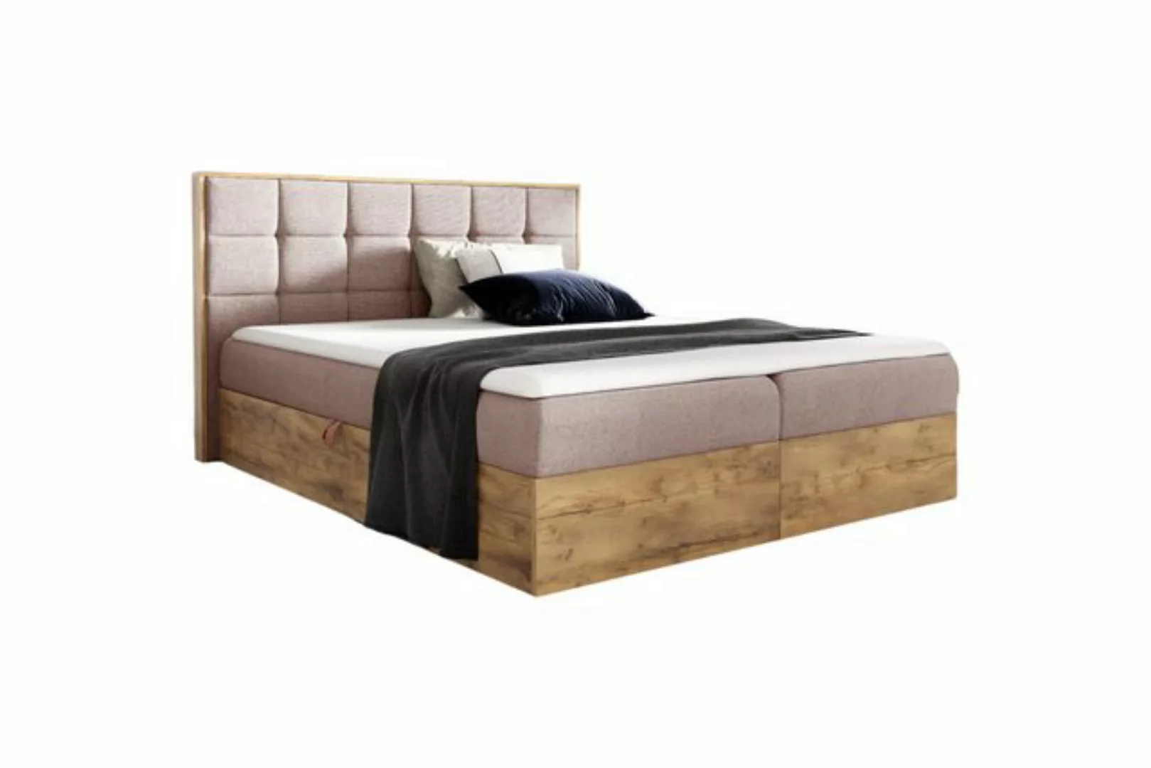 yourhouse24 Boxspringbett Wood I mit 2 Bettkästen, Doppelbett mit Bonell-Ma günstig online kaufen