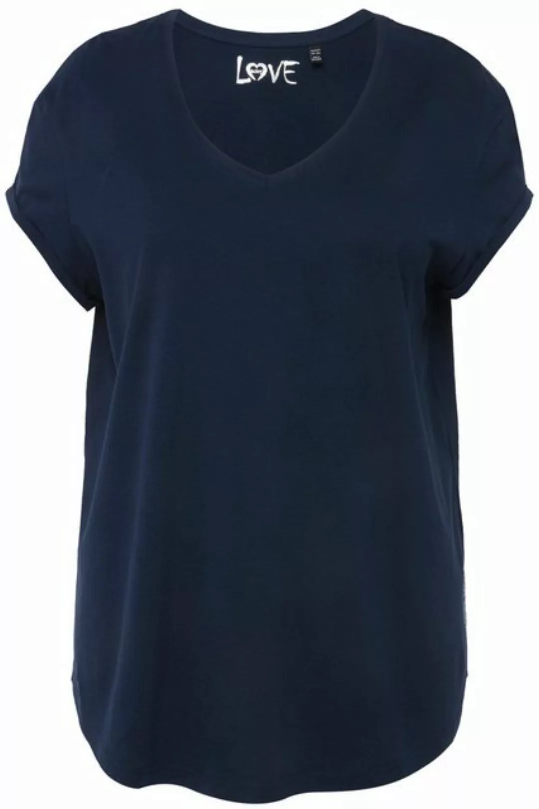 Ulla Popken Rundhalsshirt Loungewear-Shirt A-Linie V-Ausschnitt Halbarm günstig online kaufen