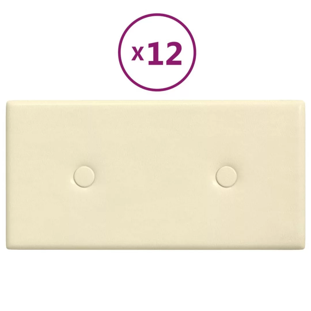 Vidaxl Wandpaneele 12 Stk. Creme 30x15 Cm Kunstleder 0,54 M² günstig online kaufen