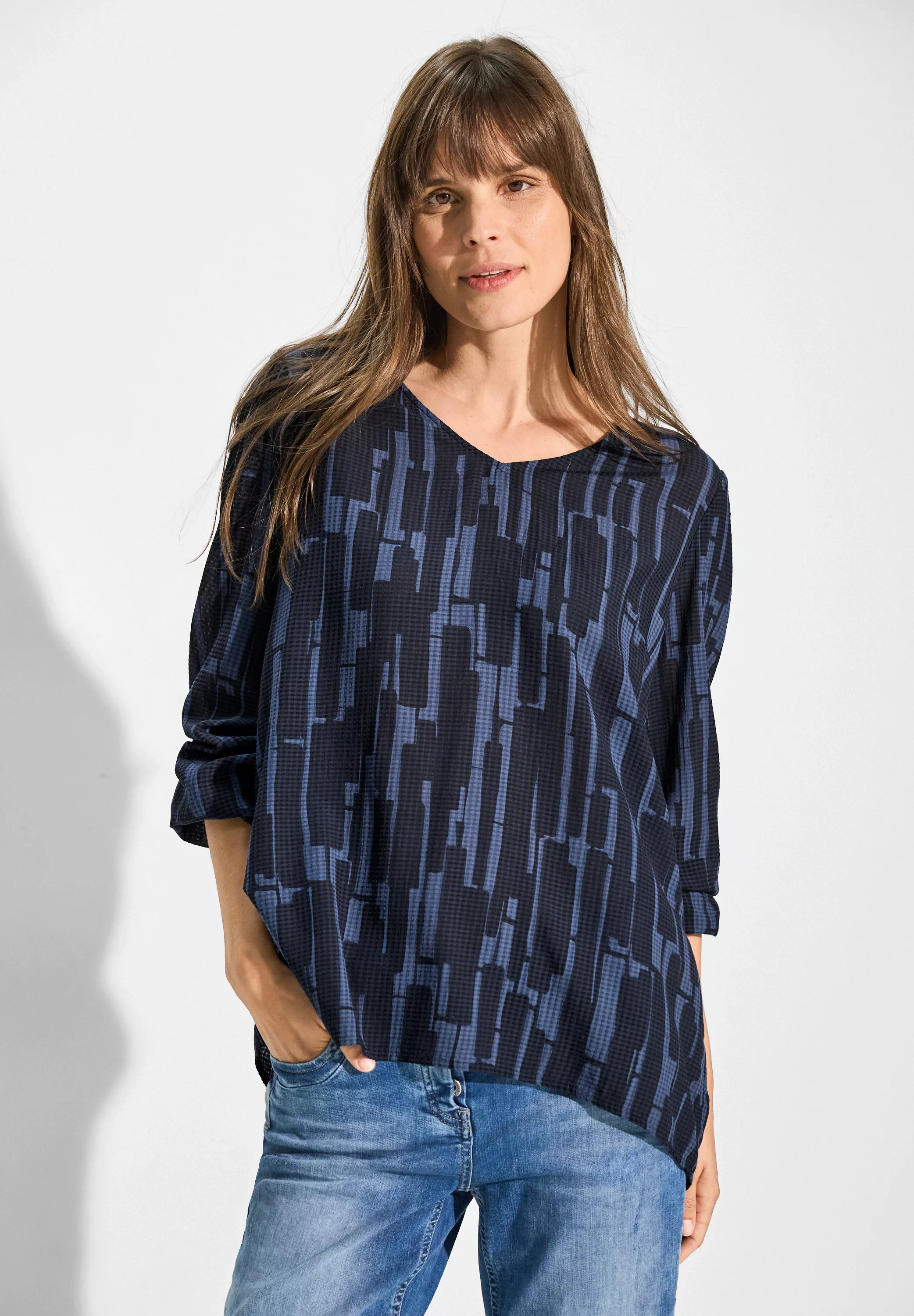 Cecil Klassische Bluse Cecil Bedruckte Bluse in Universal Blue (1-tlg) Raff günstig online kaufen