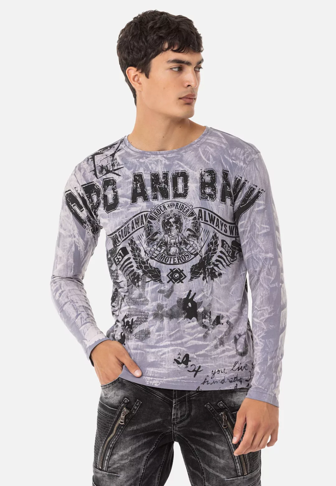 Cipo & Baxx Langarmshirt, im angesagten Vintage-Look günstig online kaufen