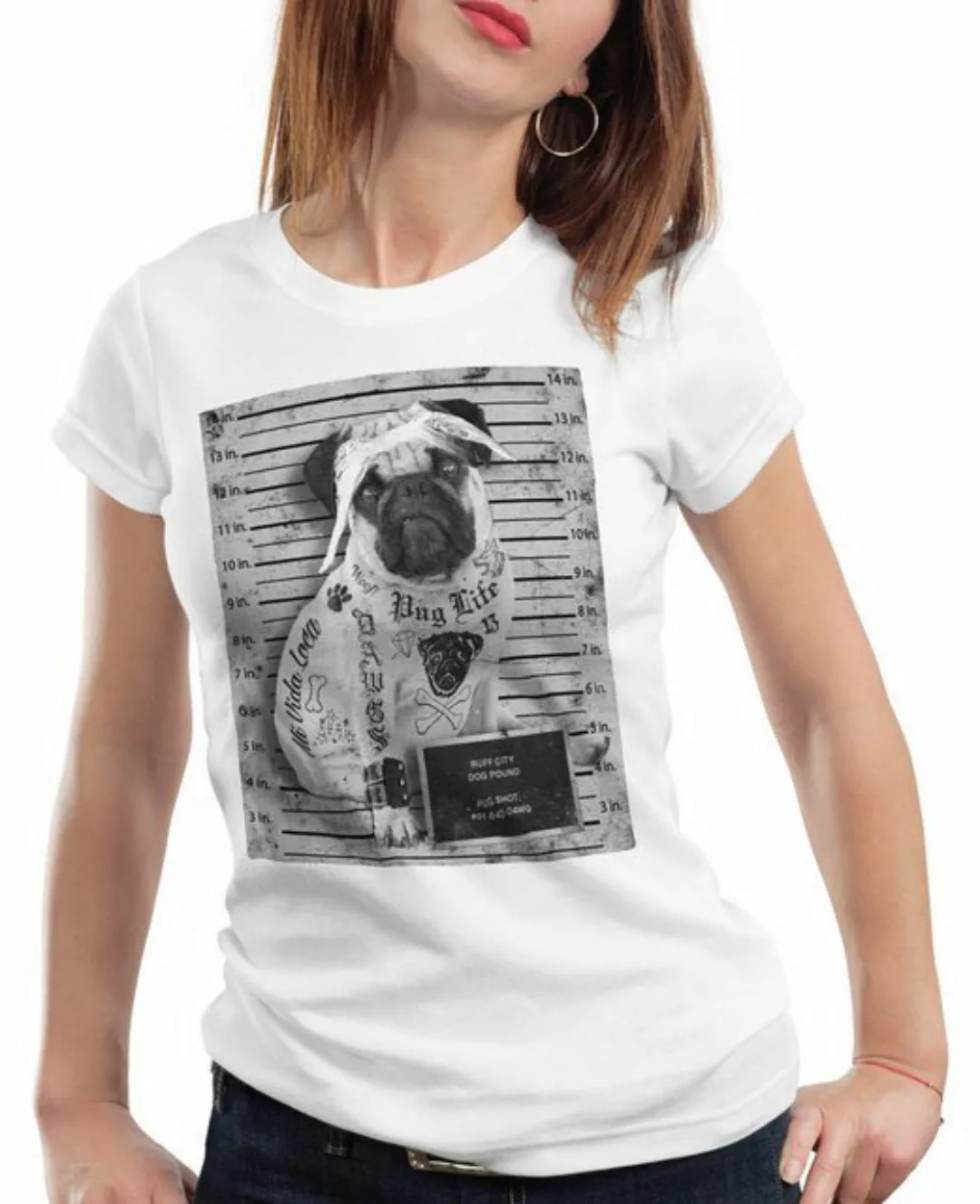 style3 T-Shirt Mops Tattoo pug hund gangster rock punk inked tätowiert bike günstig online kaufen