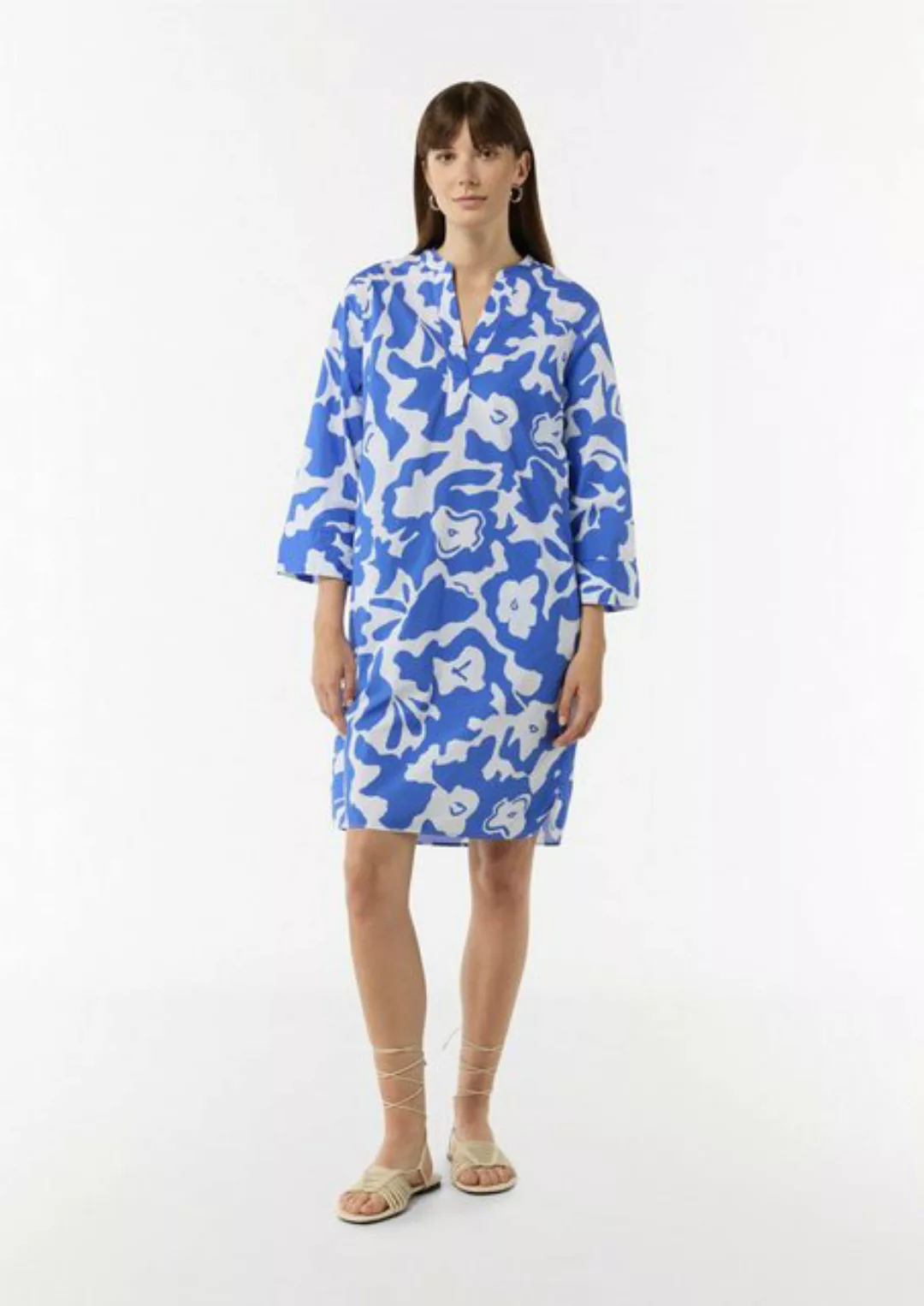 comma casual identity Minikleid Kleid mit Tunika-Ausschnitt und All-over-Pr günstig online kaufen