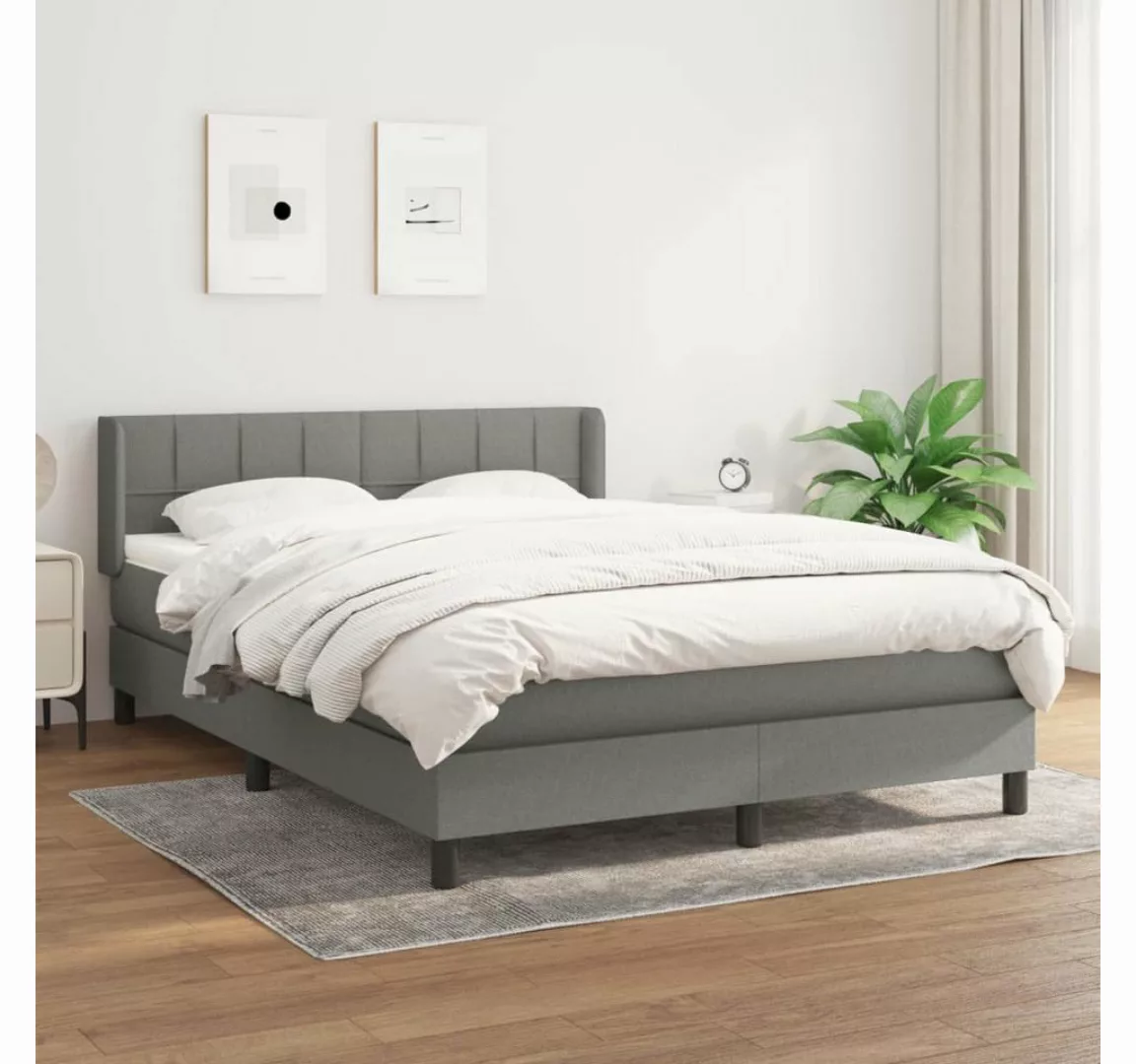 furnicato Bett Boxspringbett mit Matratze Dunkelgrau 140x190 cm Stoff günstig online kaufen