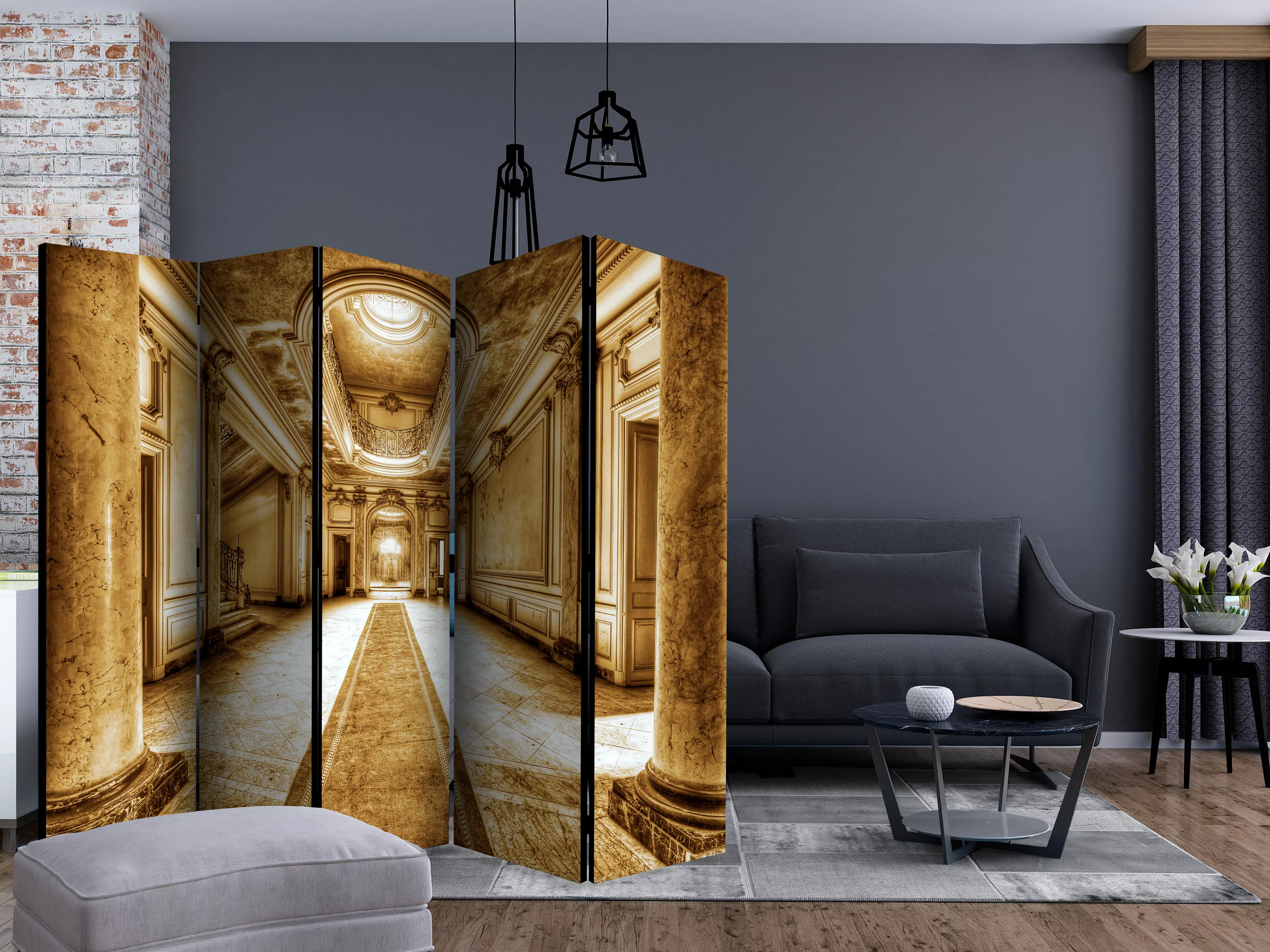 5-teiliges Paravent - Mystery Marble - Sepia Ii [room Dividers] günstig online kaufen