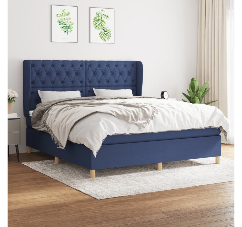 vidaXL Boxspringbett Boxspringbett mit Matratze Blau 160x200 cm Stoff Bett günstig online kaufen