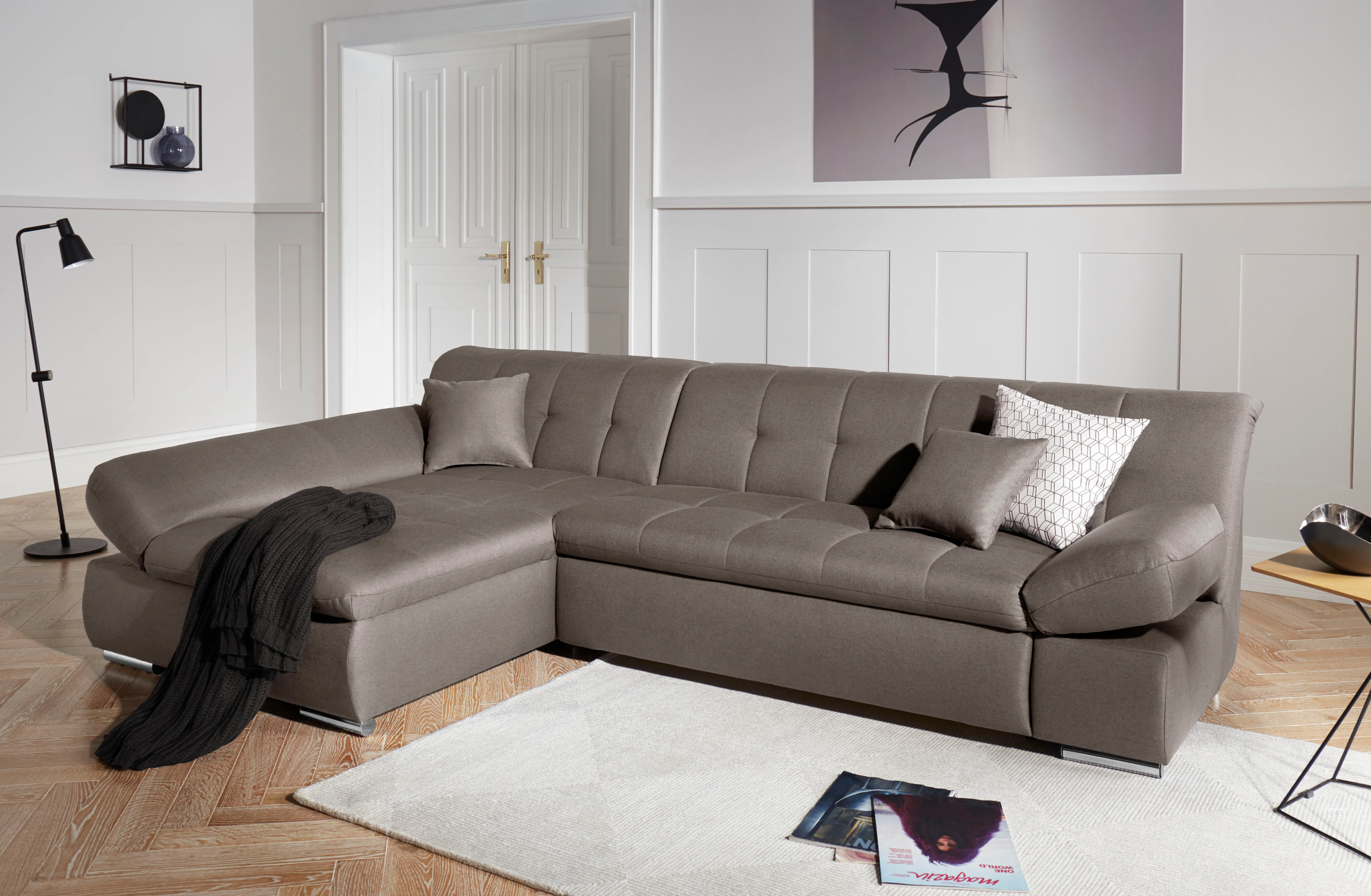 DOMO collection Ecksofa "Mona L-Form", wahlweise mit Bettfunktion günstig online kaufen