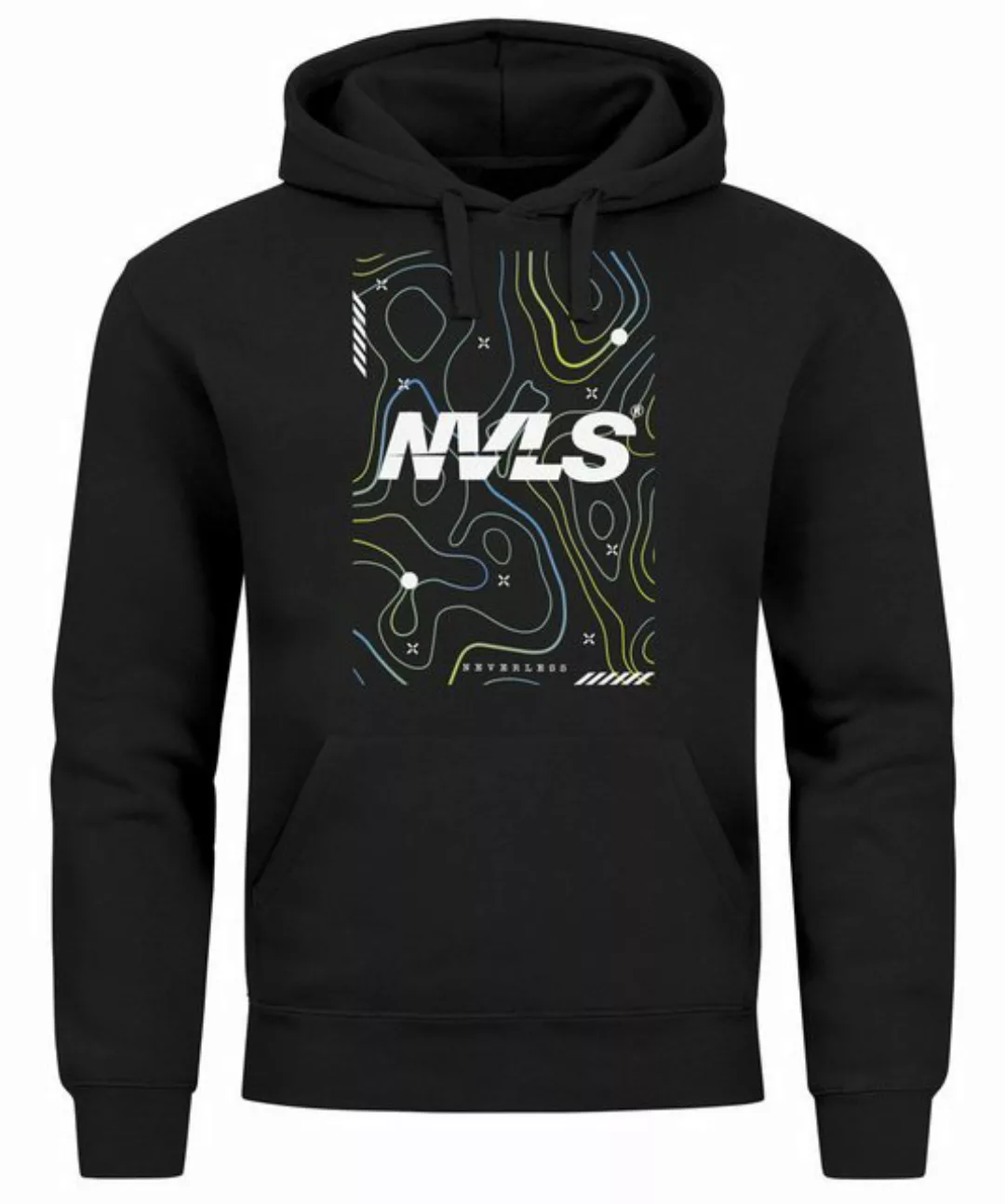 Neverless Hoodie Hoodie Herren Print Aufdruck Schriftzug Topografische Illu günstig online kaufen