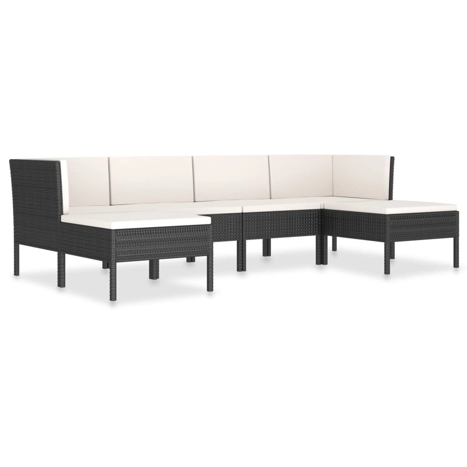 6-tlg. Garten-lounge-set Mit Auflagen Poly Rattan Schwarz günstig online kaufen