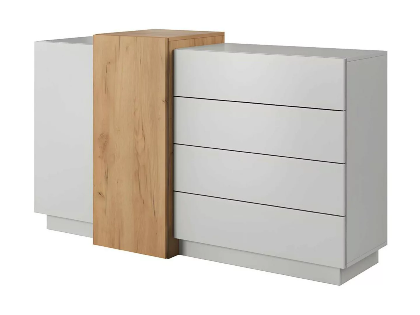 Sideboard mit 2 Türen & 4 Schubladen - Weiß & Eichefarben - FRANCOLI günstig online kaufen