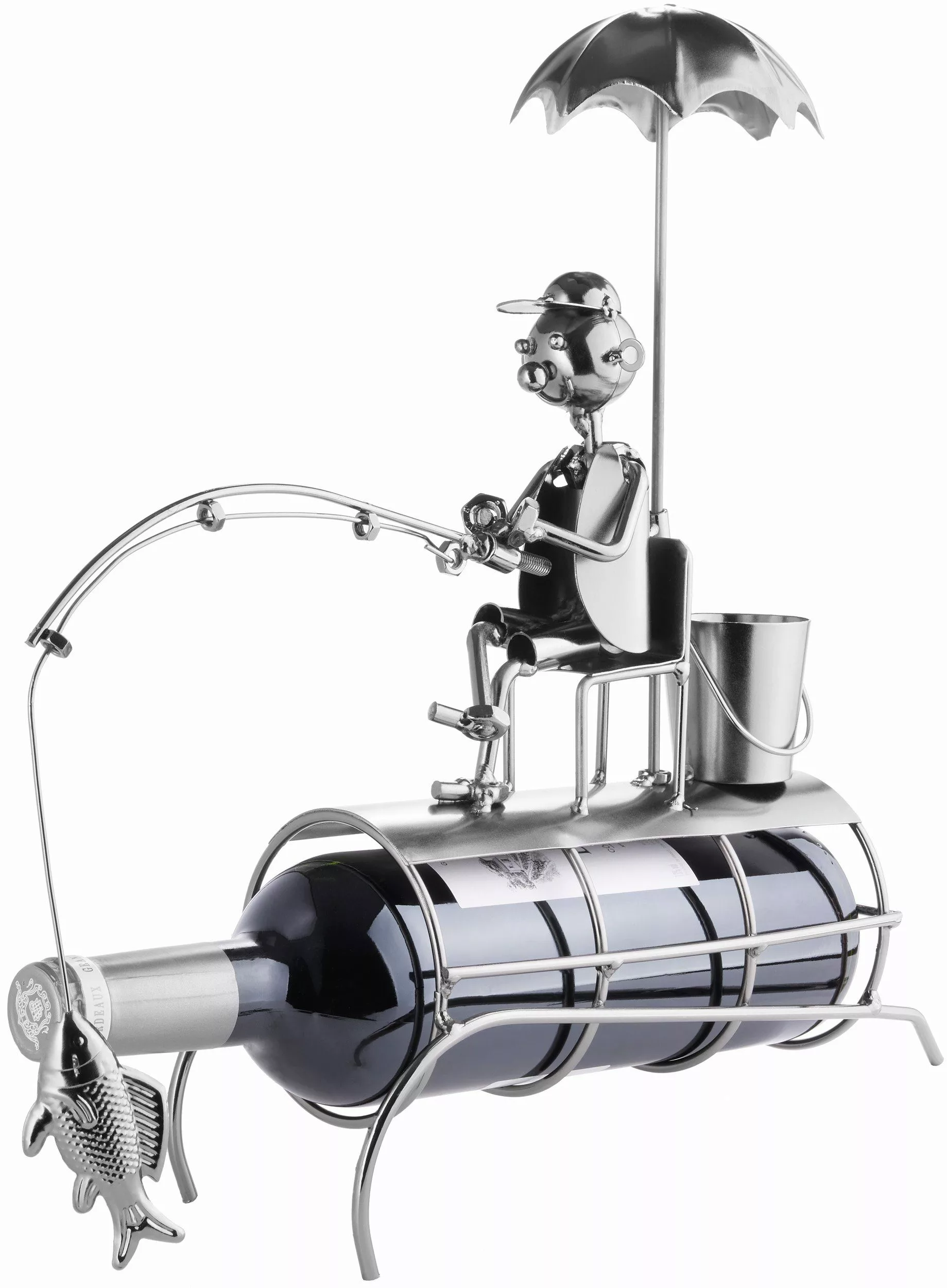 BRUBAKER Weinflaschenhalter Angler mit Sonnenschirm Flaschenhalter, günstig online kaufen