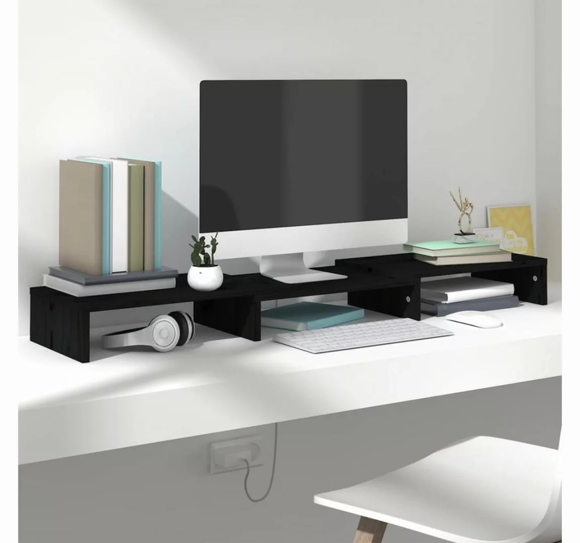 furnicato TV-Schrank Monitorständer Schwarz 80x24x10,5 cm Massivholz Kiefer günstig online kaufen
