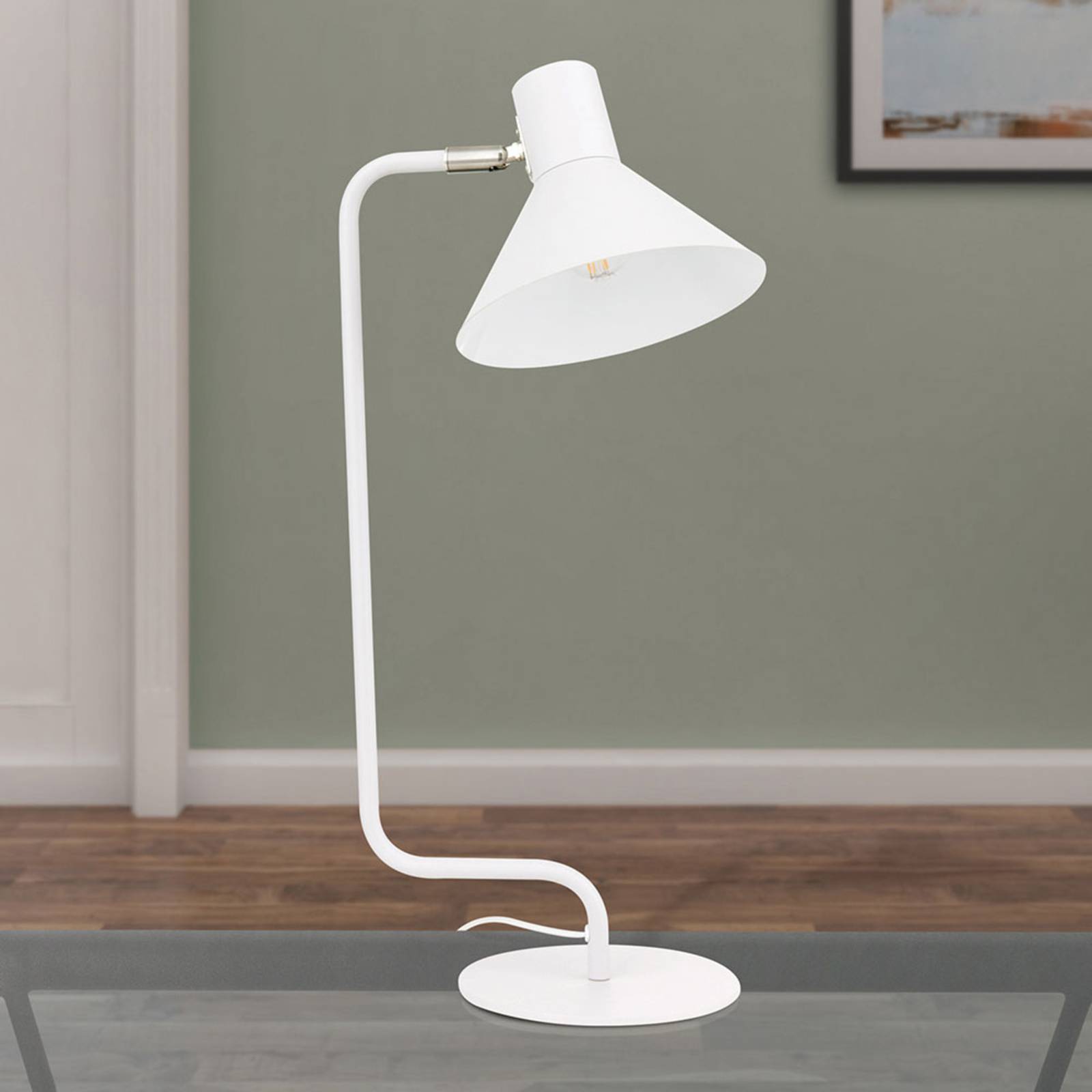 Schreibtischlampe Viktoria Kopf verstellbar weiß günstig online kaufen