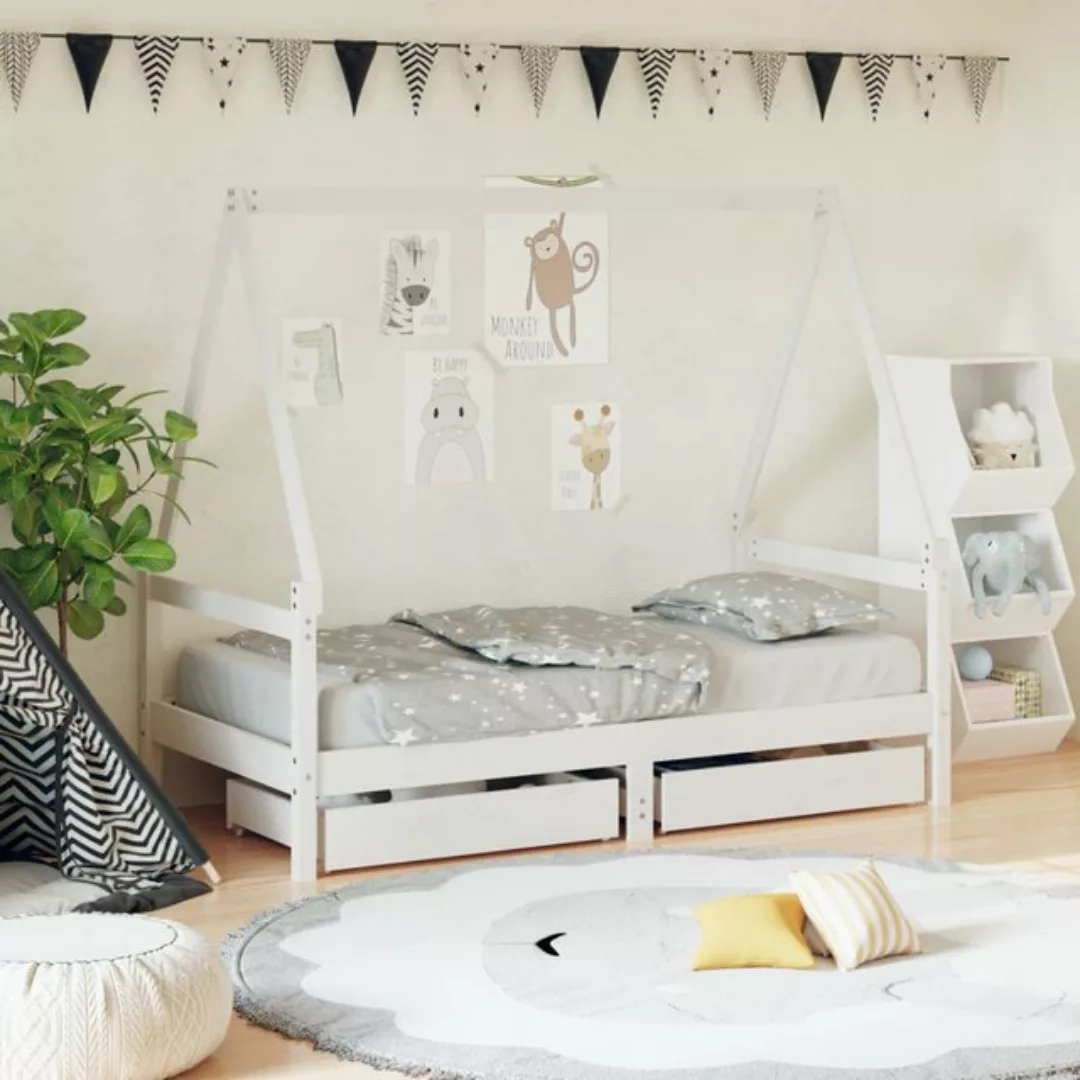 vidaXL Kinderbett Kinderbett mit Schubladen Weiß 80x160 cm Massivholz Kiefe günstig online kaufen
