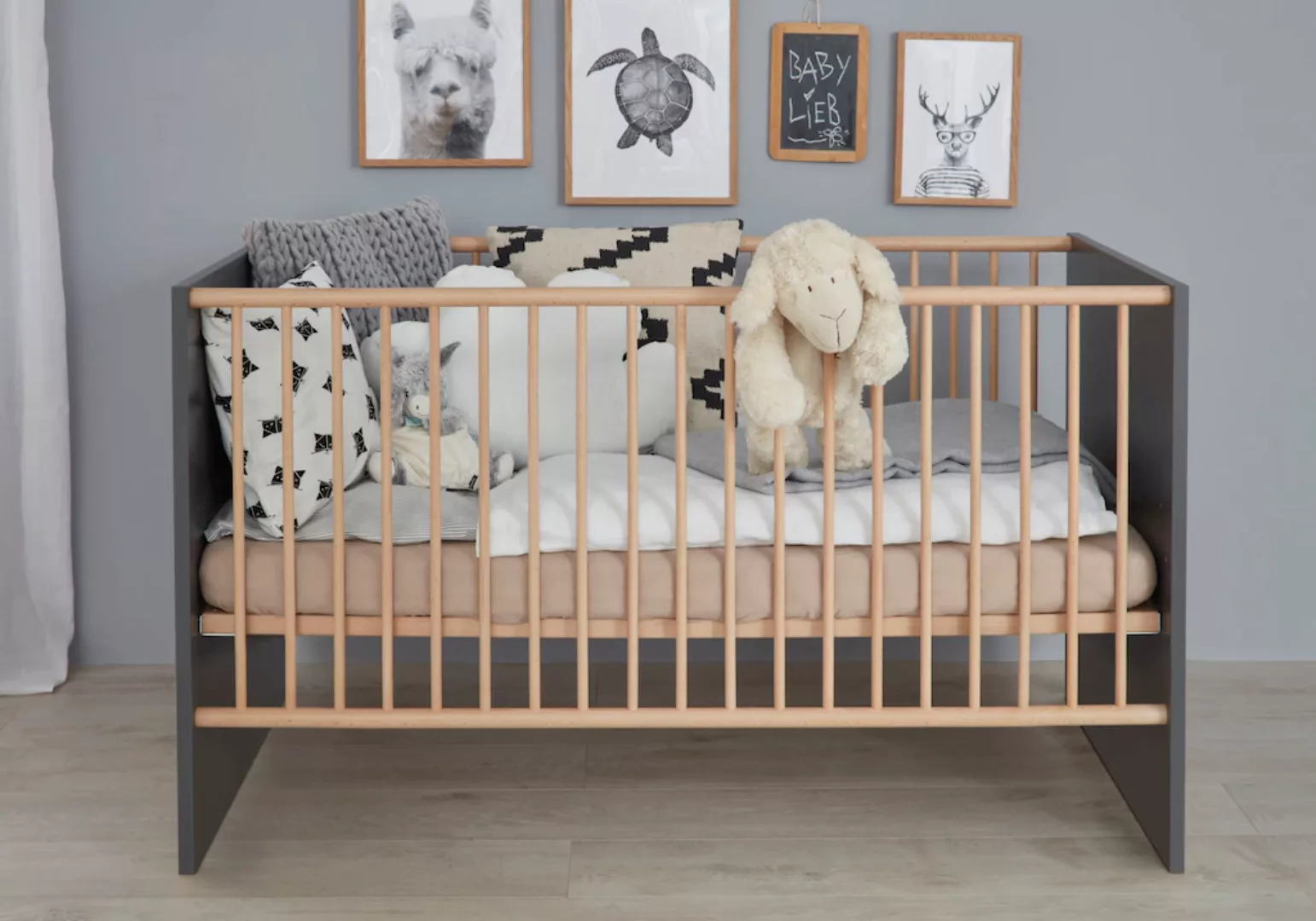 trendteam Bettanlage Mats, Babybett Lattenrost Buche massiv matt Gitterbett günstig online kaufen