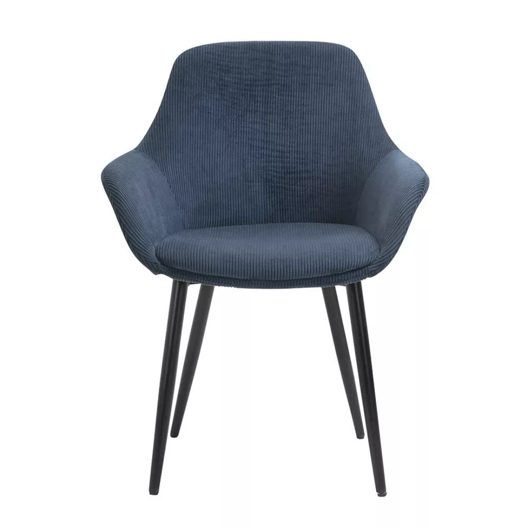 Cord Esstisch Stühle in Dunkelblau schwarzes Metallgestell (2er Set) günstig online kaufen