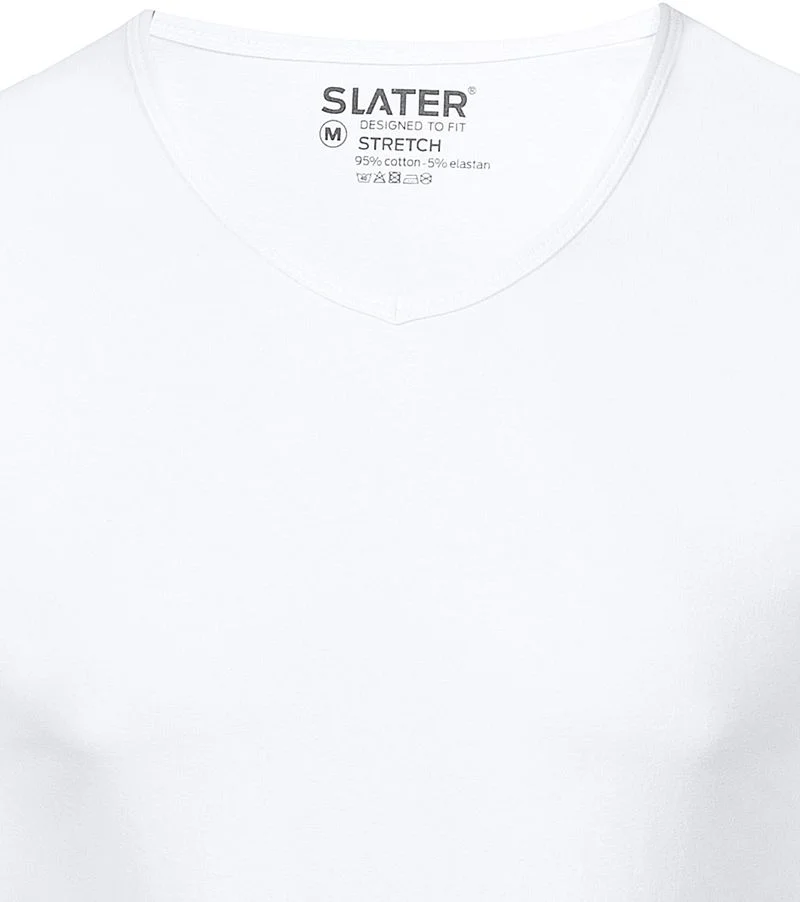 Slater 2er-Pack Stretch V-Ausschnitt T-shirt Weiß - Größe S günstig online kaufen