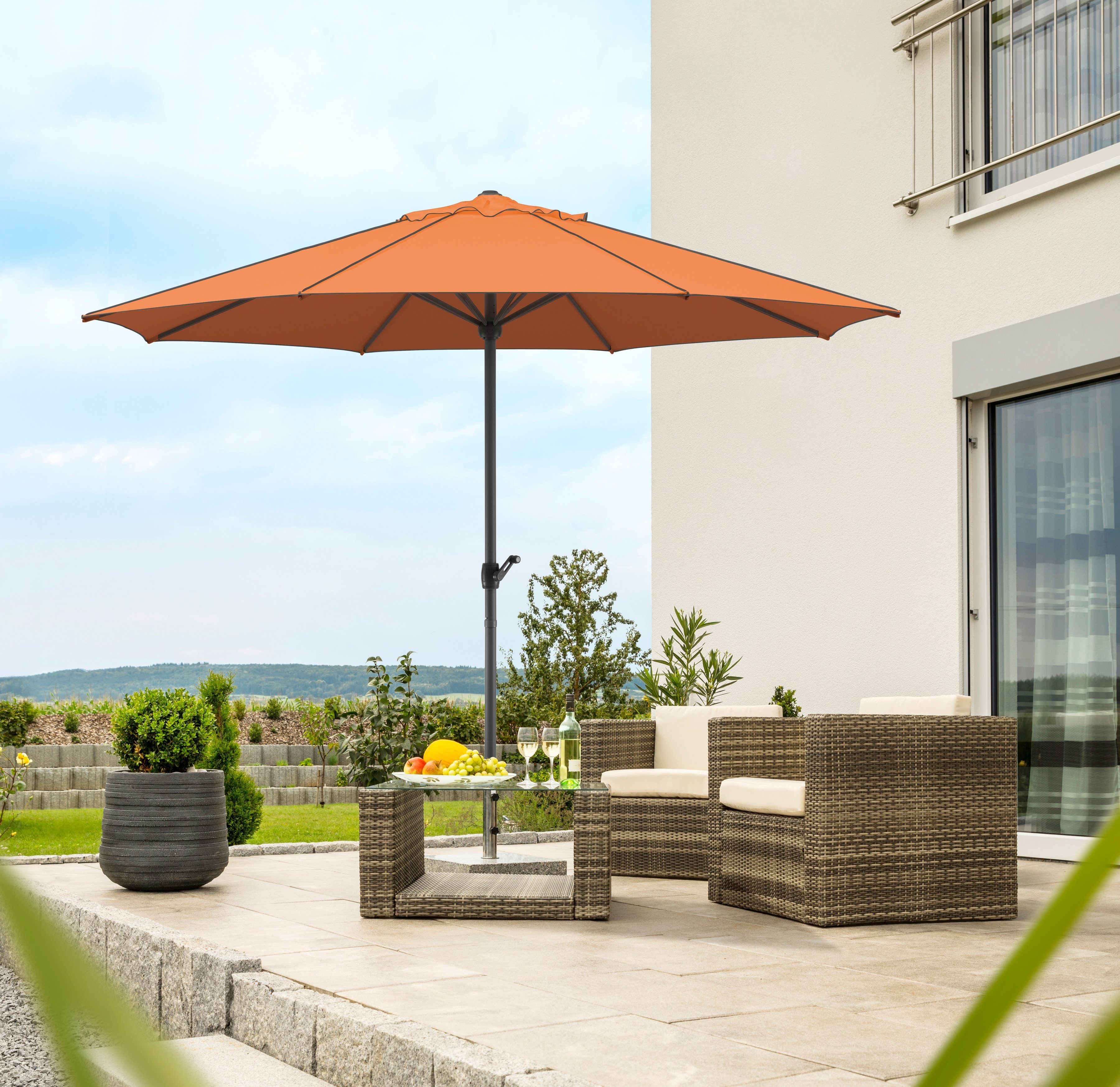 Schneider Marktschirm Adria Ø 350 cm Terracotta mit Kurbelmechanik günstig online kaufen