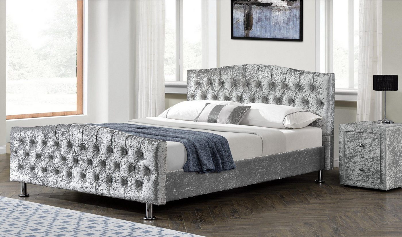 Xlmoebel Bett Designer Schlafzimmerbett Chesterfield mit Textil- und Lederp günstig online kaufen