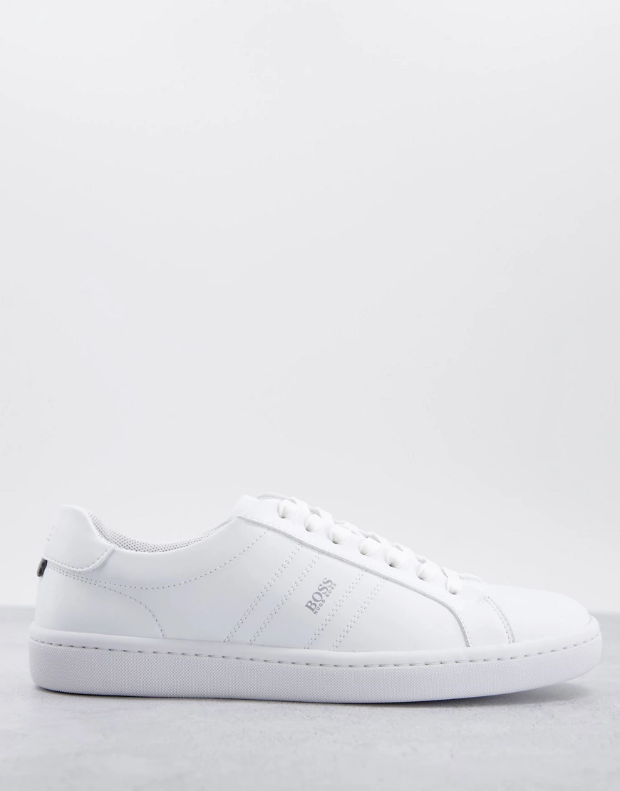 BOSS – Ribeira Tenn – Leder-Sneaker in Weiß günstig online kaufen