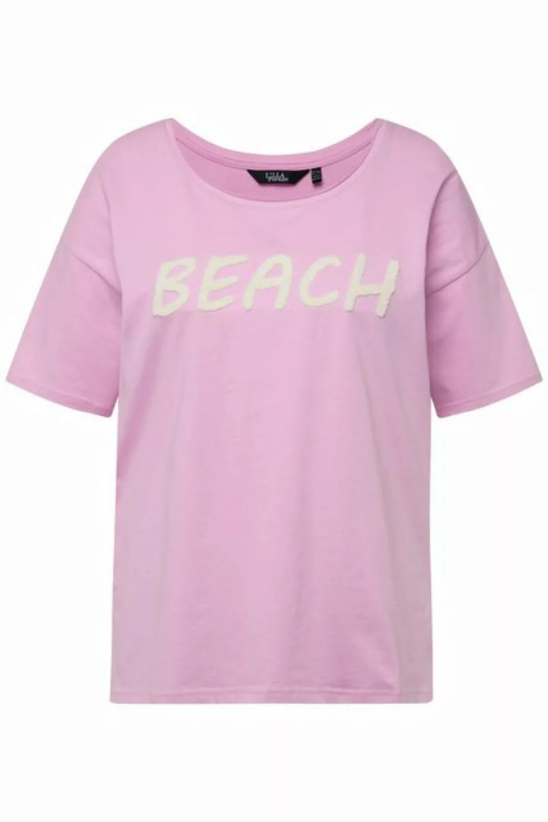 Ulla Popken Rundhalsshirt T-Shirt Frottee-Schriftzug Oversized Rundhals günstig online kaufen