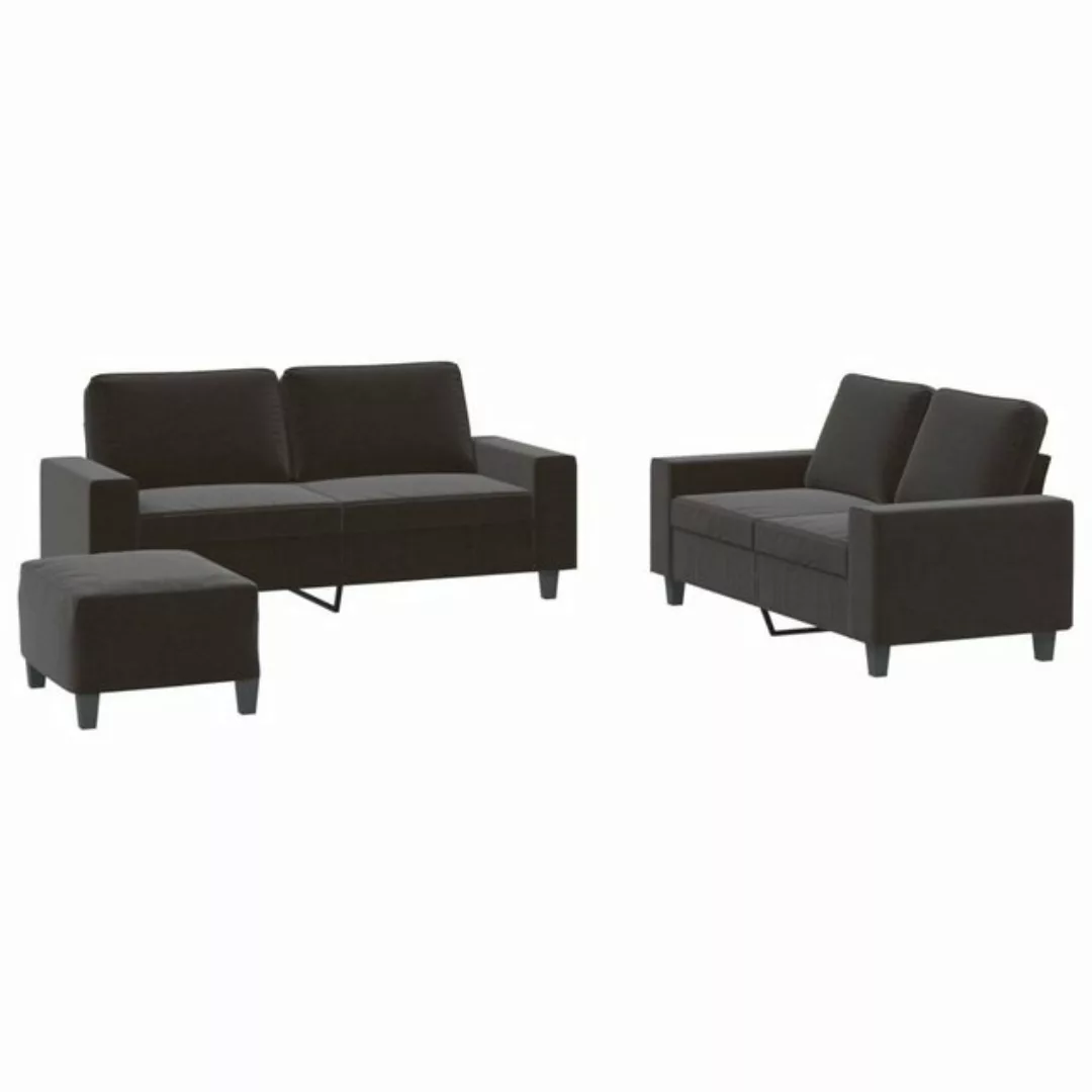 vidaXL Sofa Sofagarnitur Set mit Kissen Stoff, 3-tlg., Schwarz günstig online kaufen