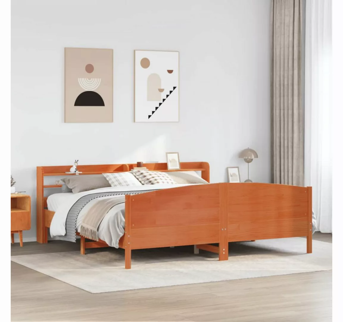 vidaXL Bett, Massivholzbett ohne Matratze Wachsbraun 200x200 Kiefernholz günstig online kaufen