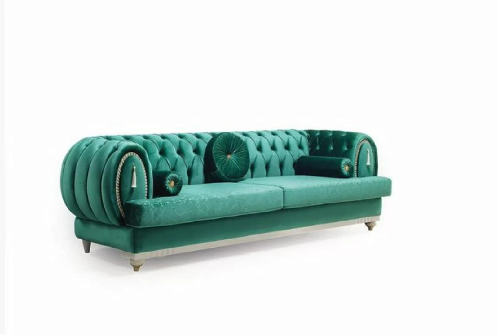JVmoebel 3-Sitzer Modernes Sofa 3-er Grünes Sofa Luxuriöse Wohnzimmer Holzg günstig online kaufen