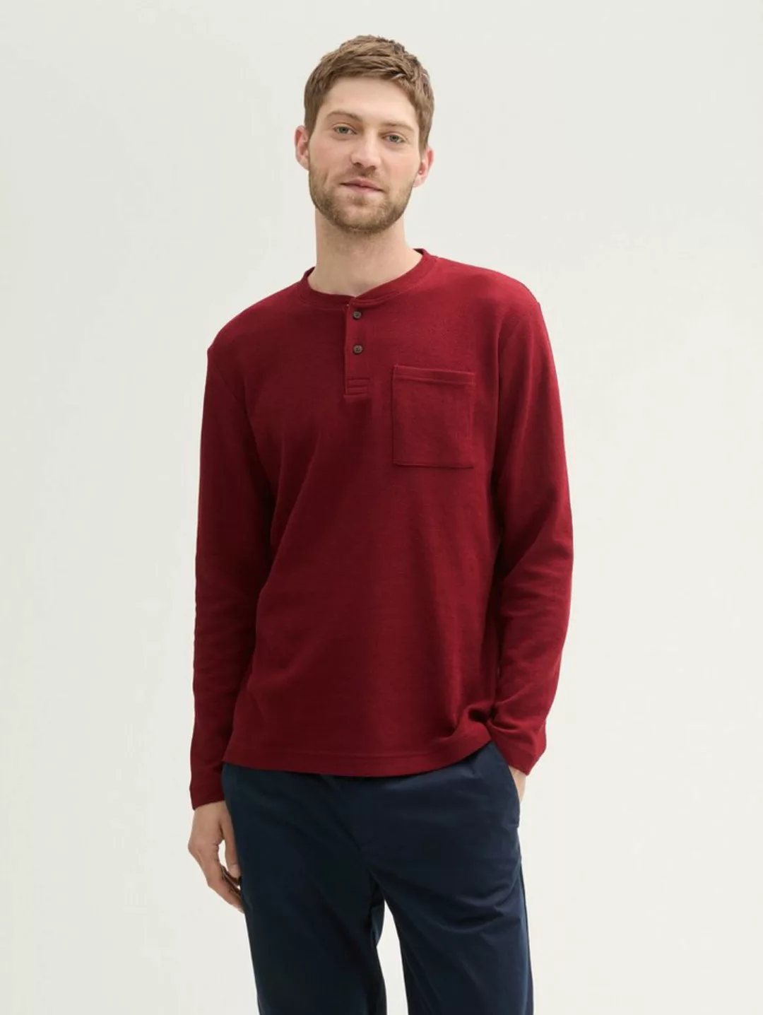 TOM TAILOR Langarmshirt Henley Langarmshirt mit Struktur günstig online kaufen