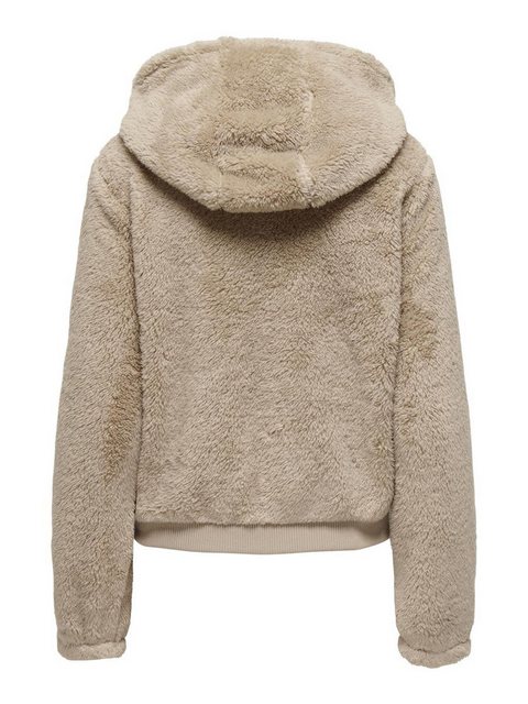 ONLY Blouson Jacke Teddyfell Kapuze Kurz Reißverschluss 8052 in Beige-2 günstig online kaufen