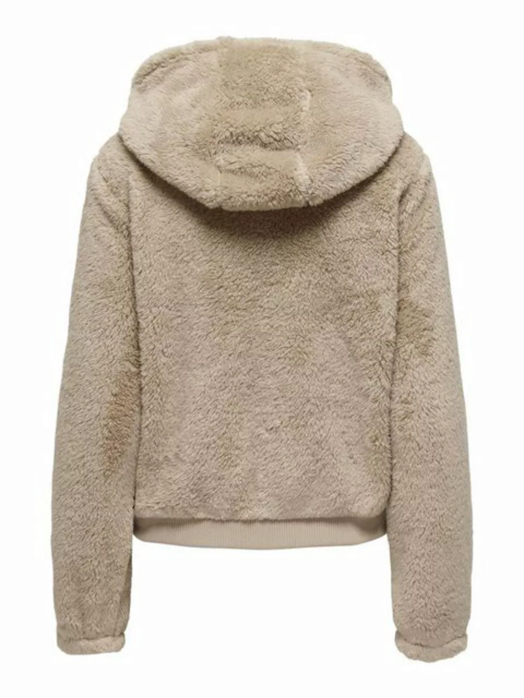 ONLY Blouson Jacke Teddyfell Kapuze Kurz Reißverschluss 8052 in Beige-2 günstig online kaufen