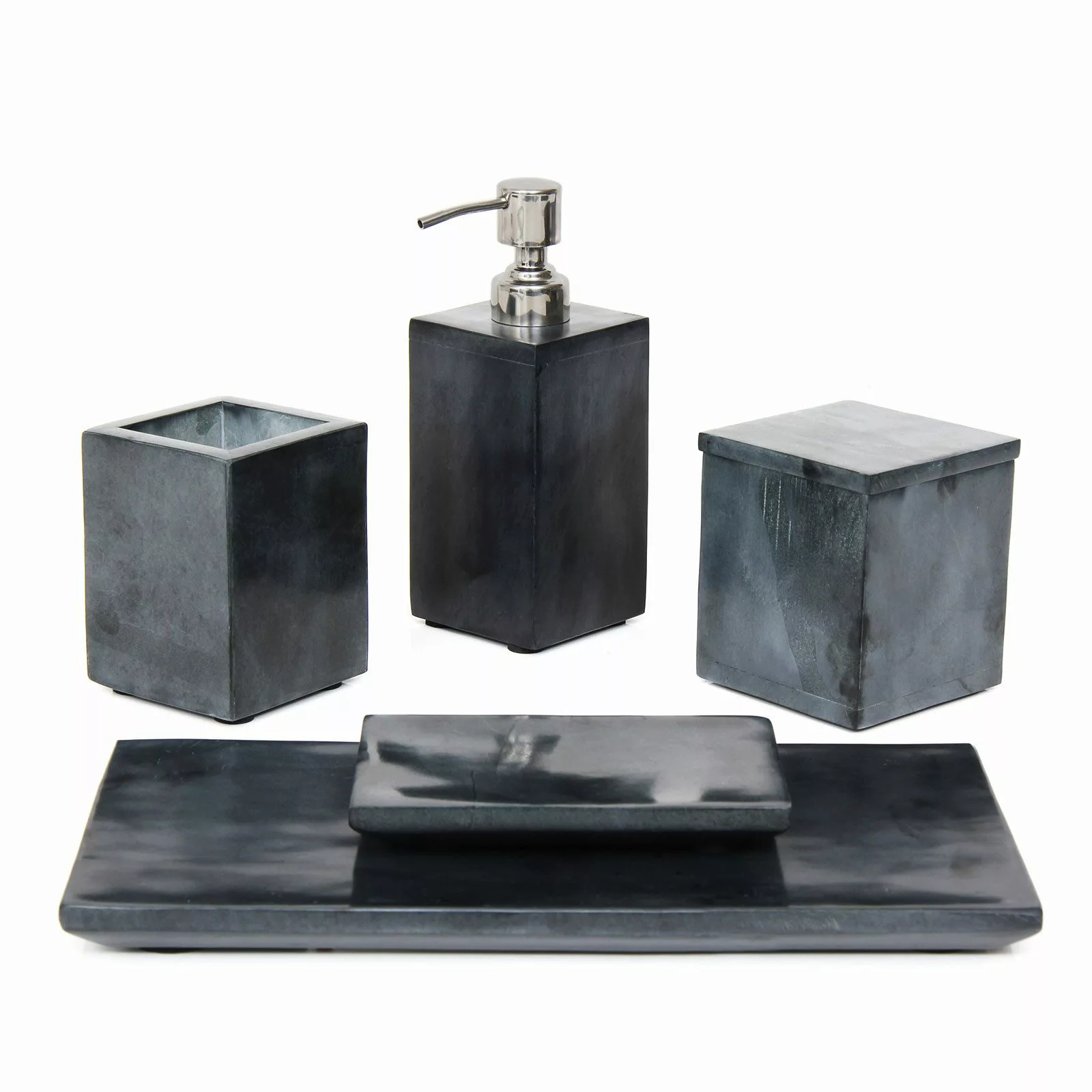 houseproud Badaccessoire-Set Cubic Dark 5 Teile günstig online kaufen