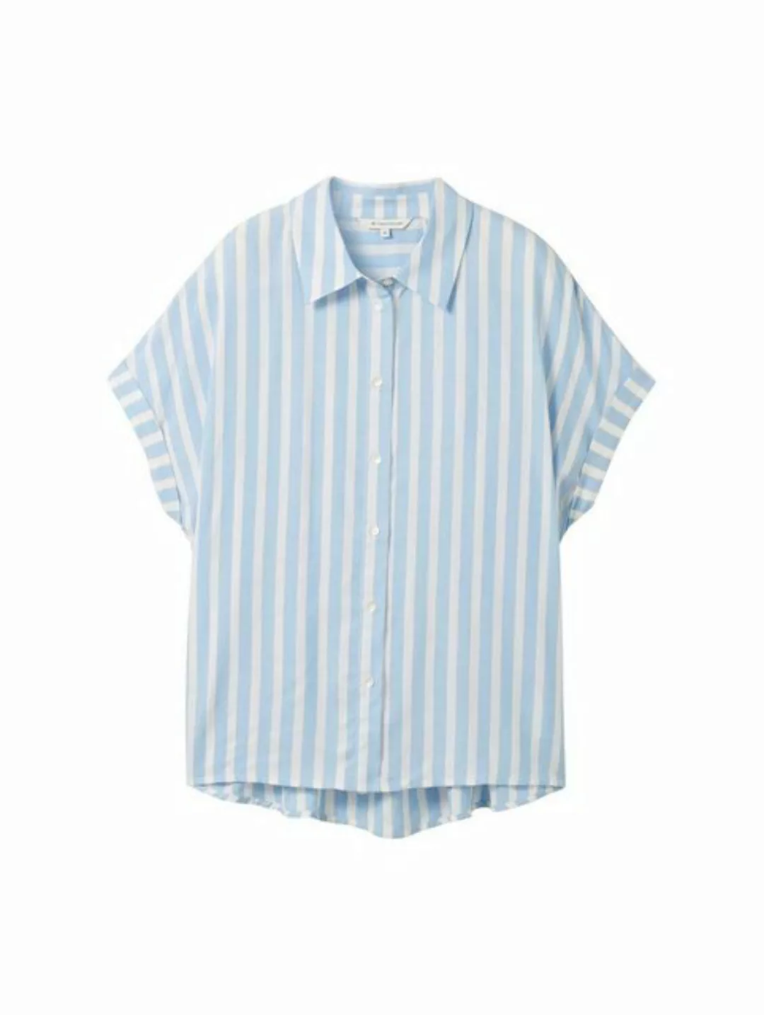 TOM TAILOR Blusenshirt striped short sleeve blouse, offwhite blue vertical günstig online kaufen