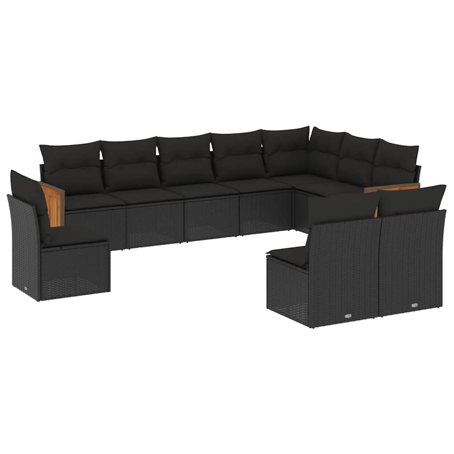 vidaXL 10-Tlg Garten-Sofagarnitur mit Kissen Schwarz Poly Rattan 3260151 günstig online kaufen