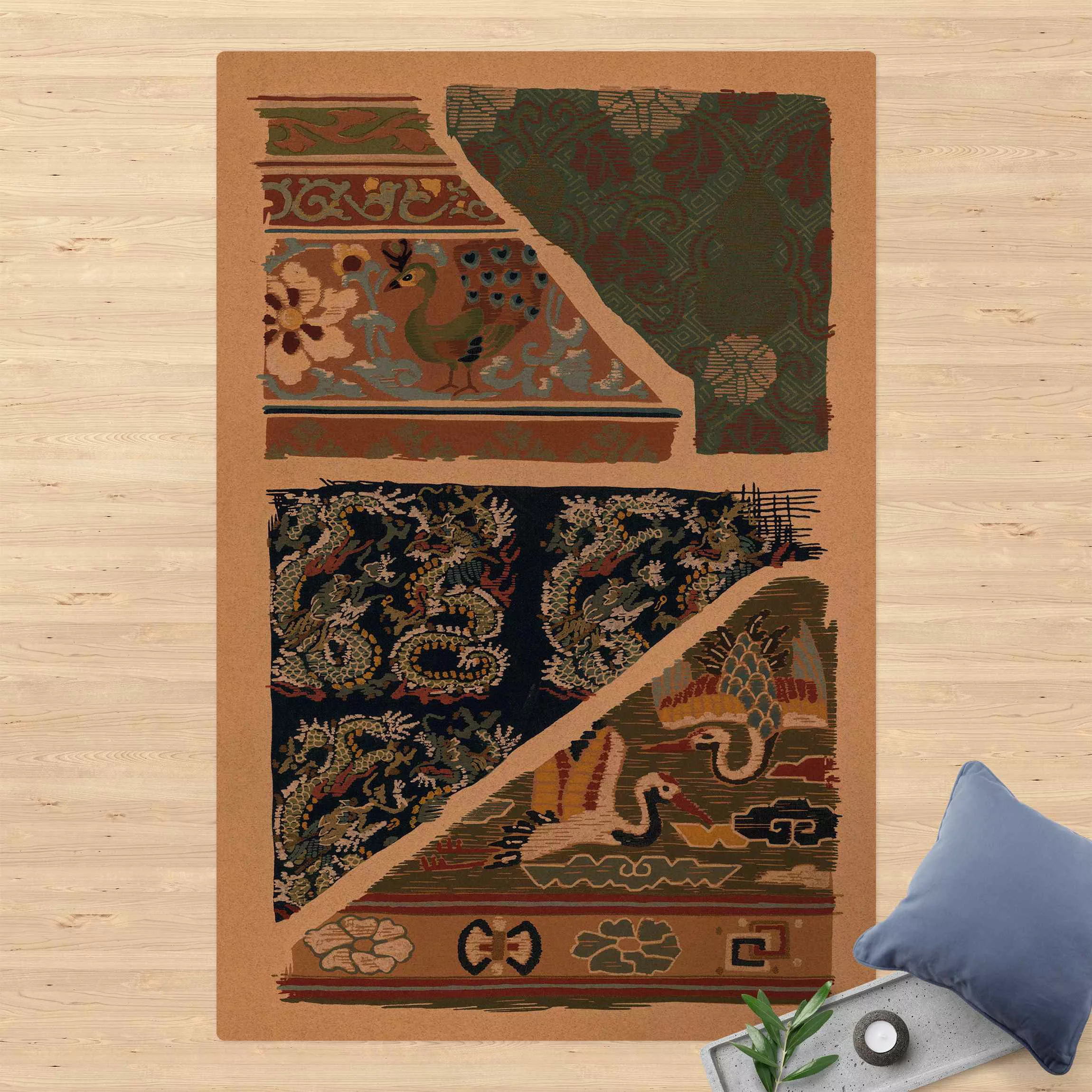 Kork-Teppich Traditionelles Japanisches Textildesign günstig online kaufen