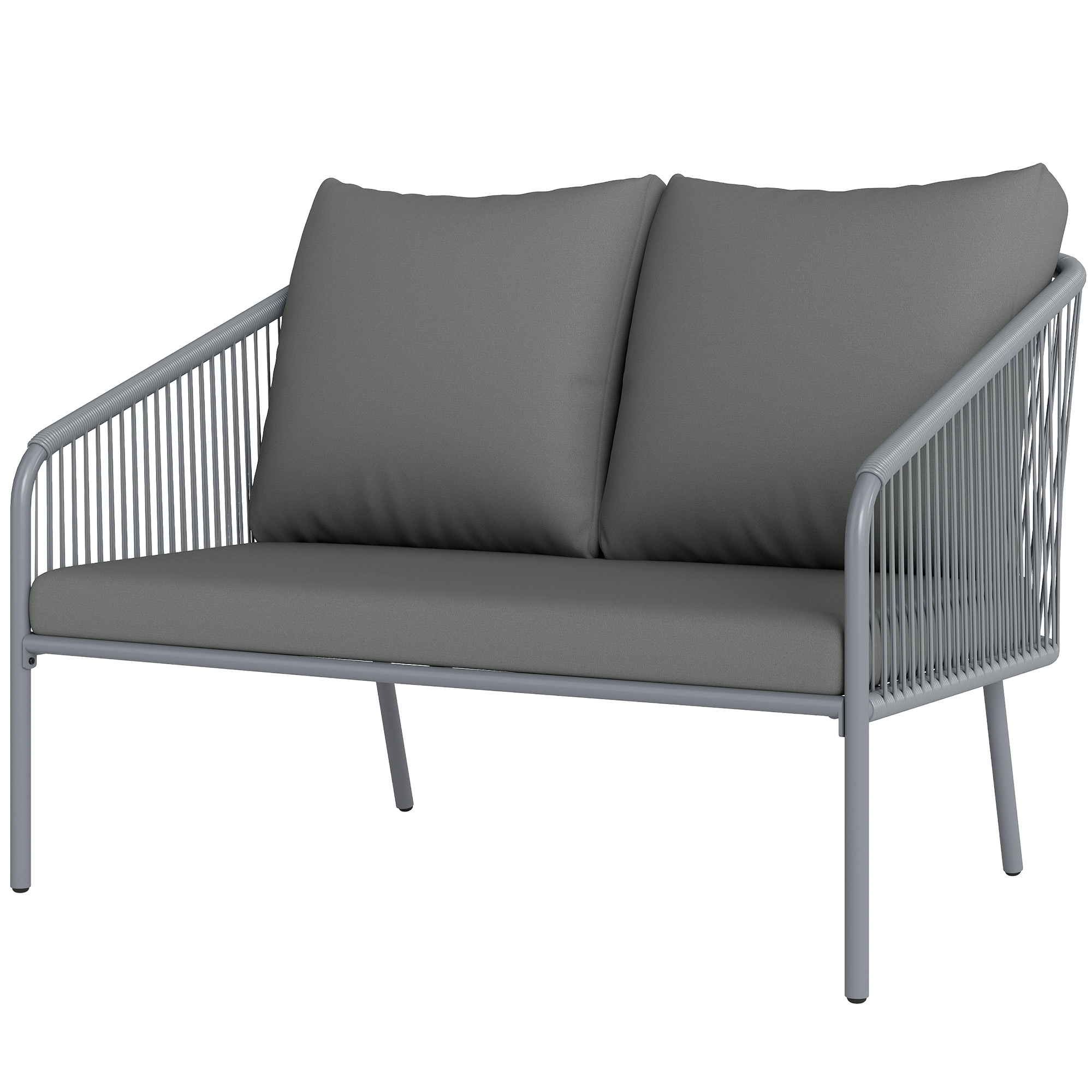 Outsunny Gartensofa mit Kissen 2-Sitzer Rattan Sofa Lounge Sofa Outdoor Bal günstig online kaufen