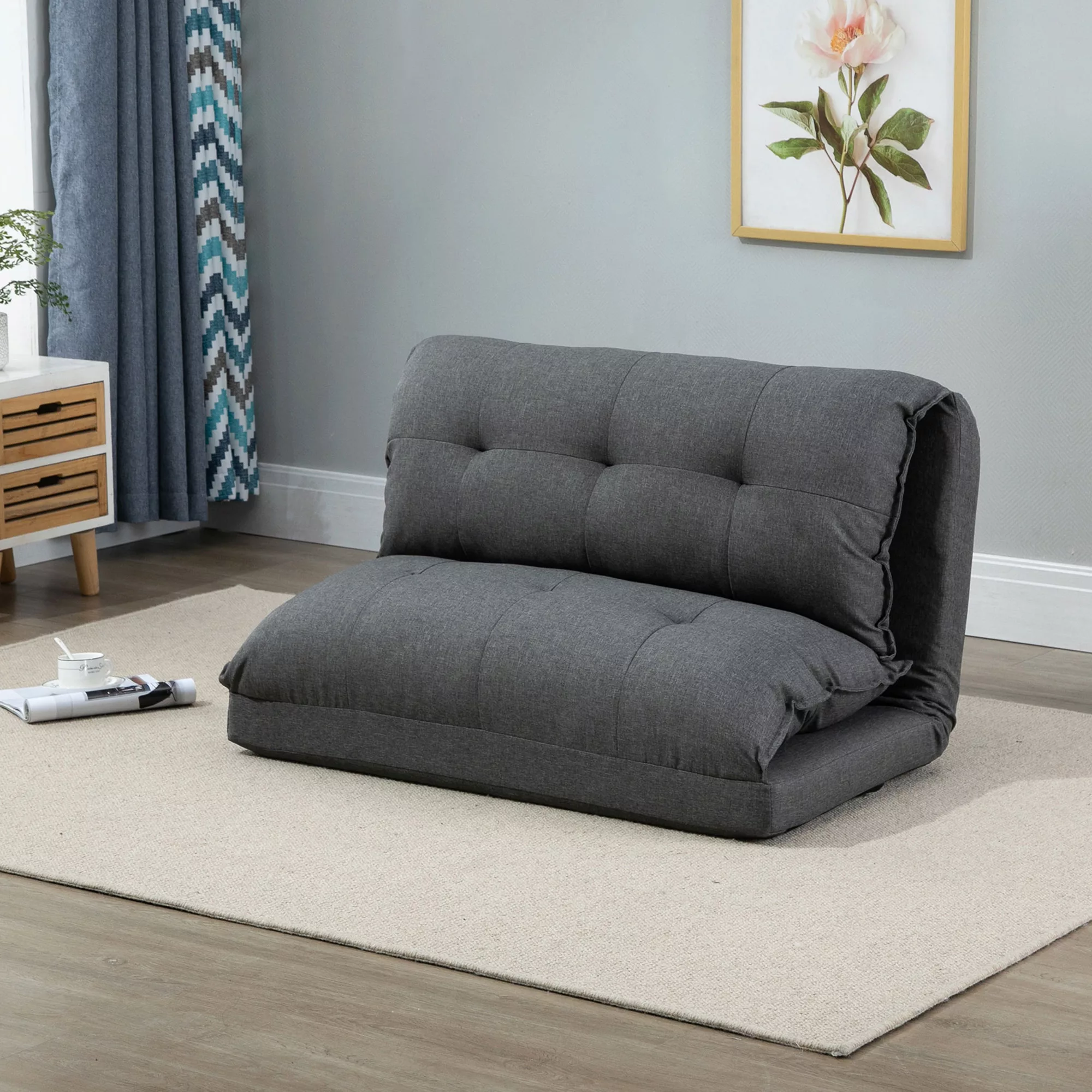 HOMCOM 2-in-1 Bodenstuhl Bodensofa Schlafsofa mit 13 Positionen verstellbar günstig online kaufen