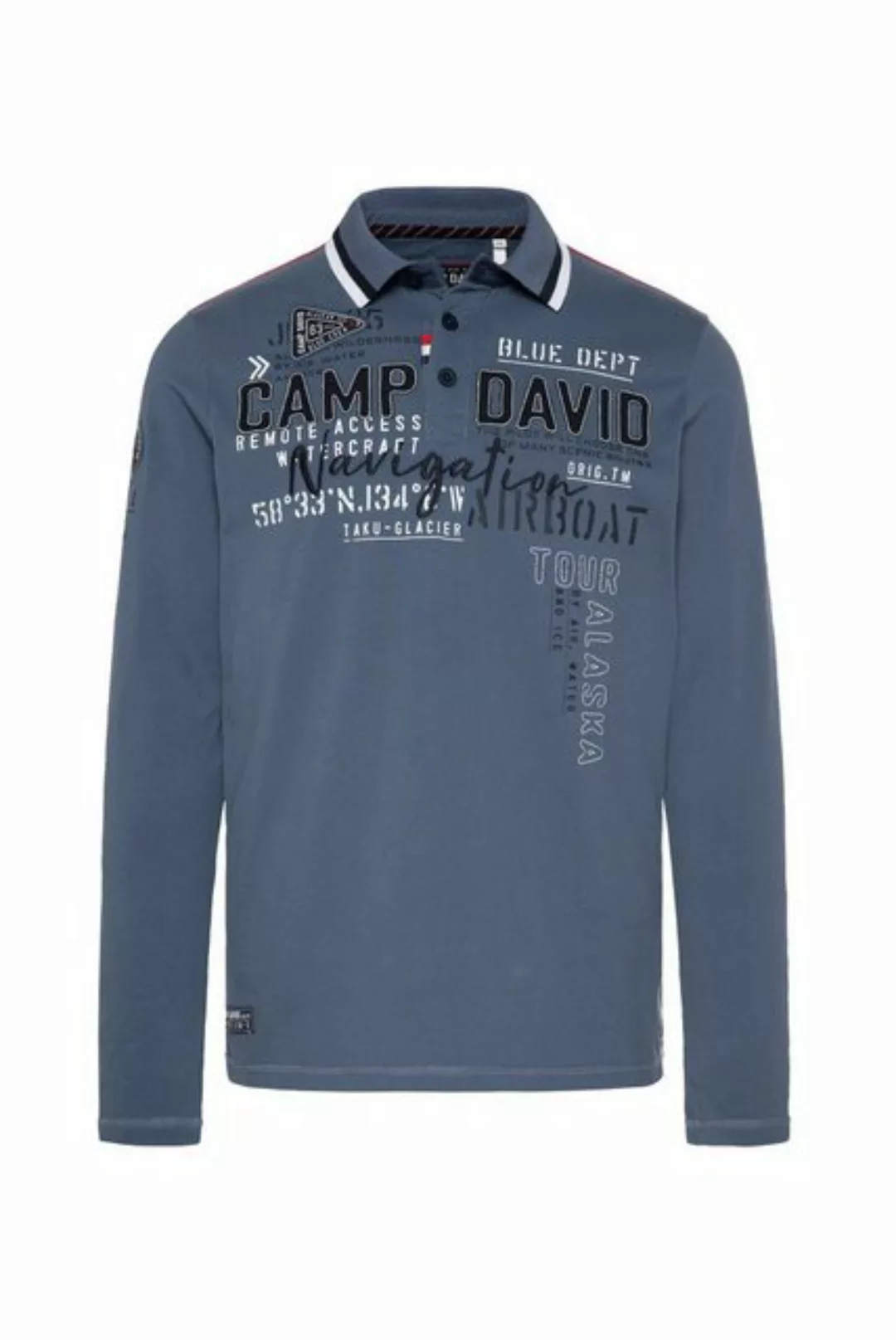 CAMP DAVID Langarm-Poloshirt mit Logo-Applikationen günstig online kaufen