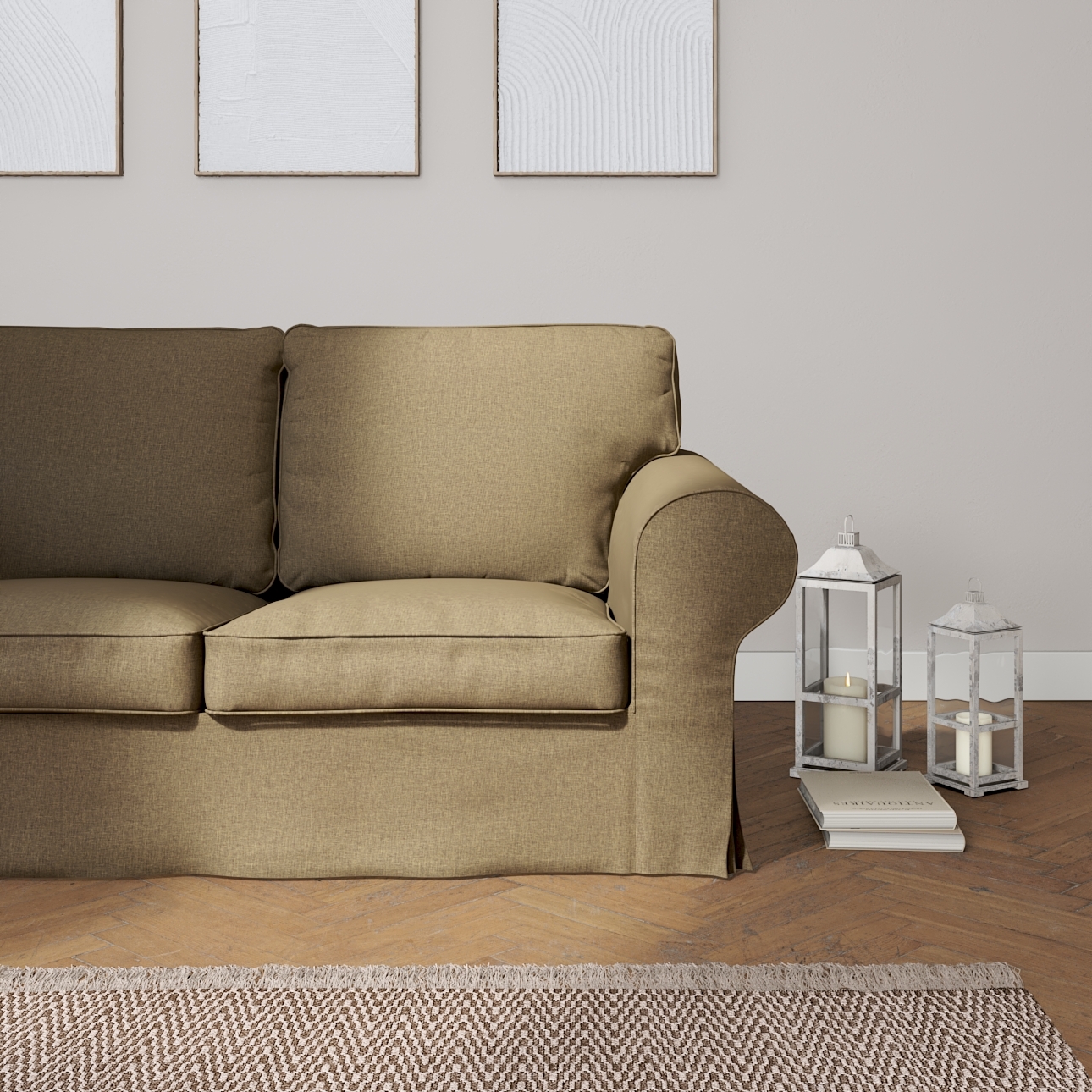 Bezug für Ektorp 2-Sitzer Sofa nicht ausklappbar, grau-braun, Sofabezug für günstig online kaufen
