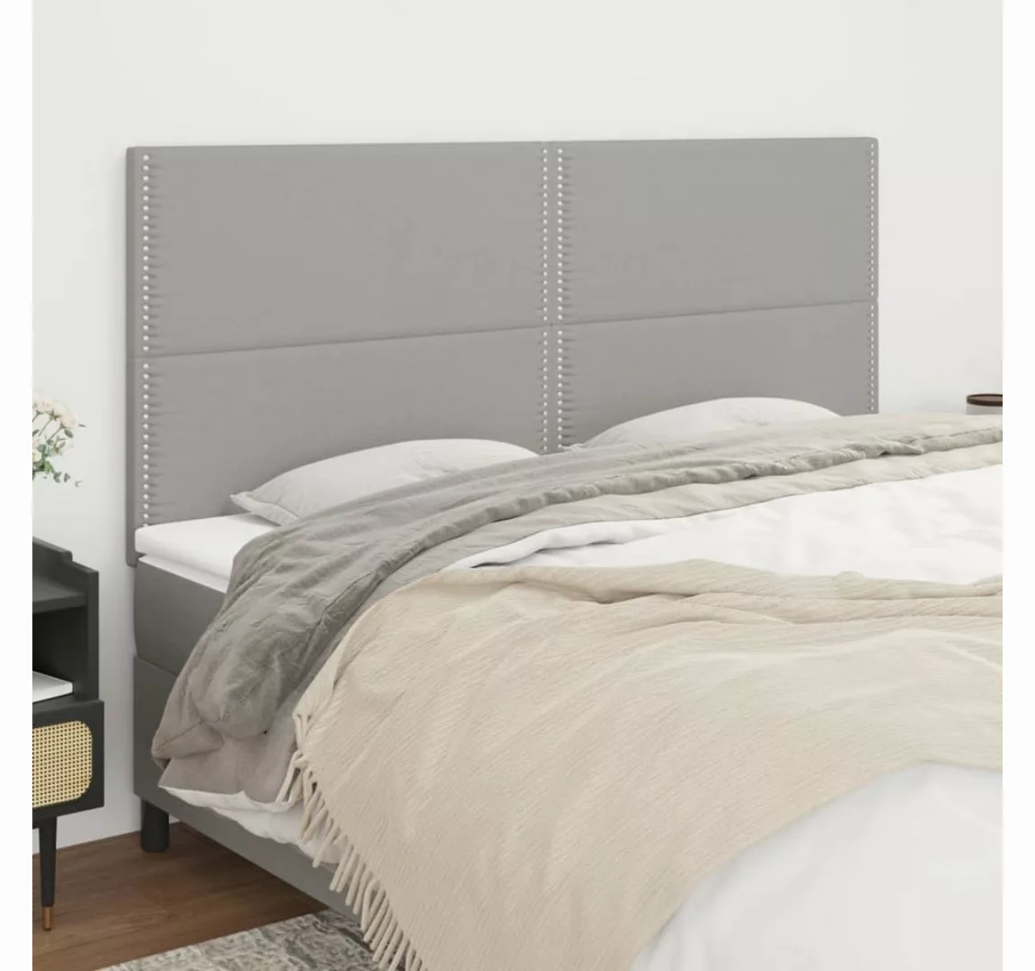 vidaXL Bett, Kopfteile 4 Stk. Hellgrau 80x5x78/88 cm Stoff günstig online kaufen