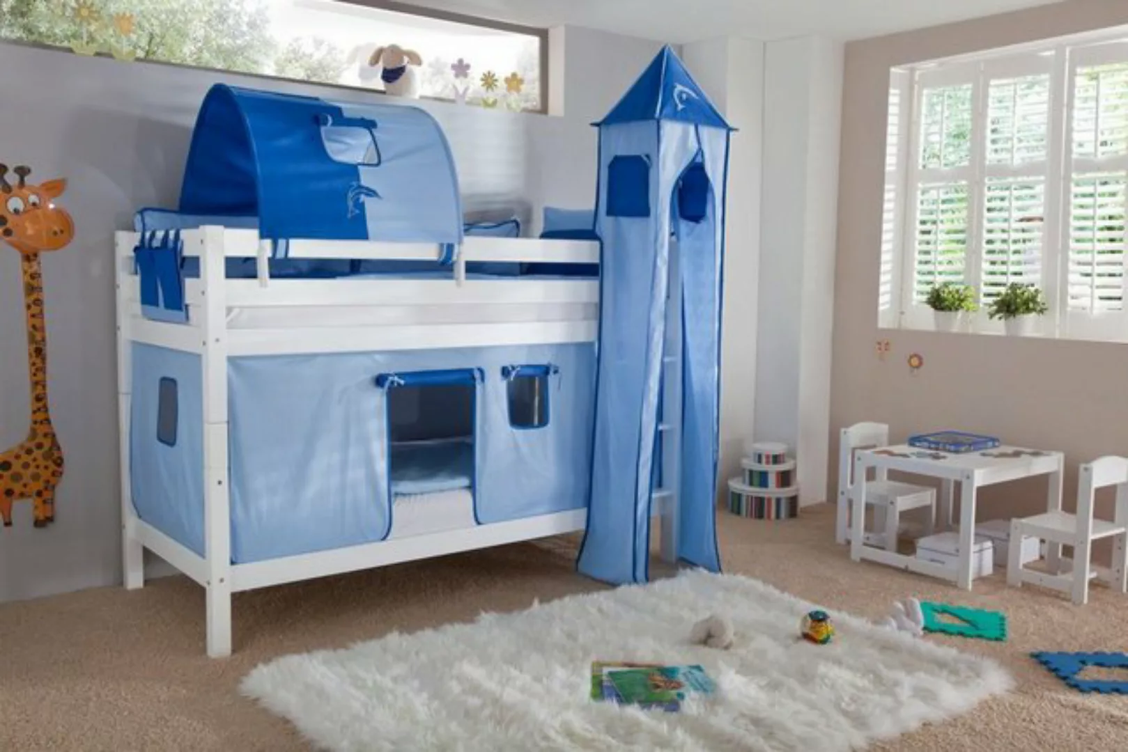 Natur24 Kinderbett Etagenbett Benni Weiß Lackiert Buche Massiv 90x200 cm mi günstig online kaufen